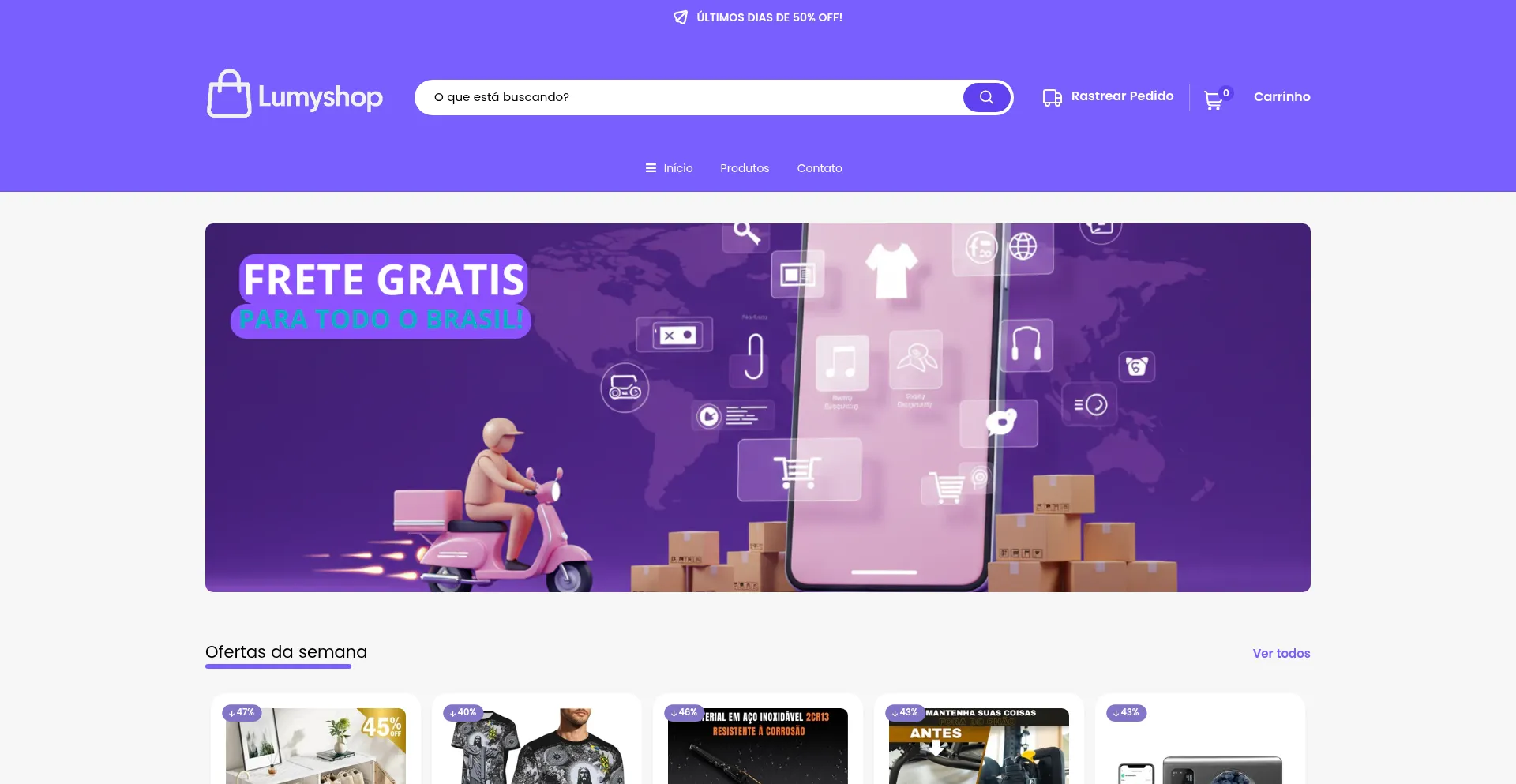 Website screenshot of Lumyshop.com.br