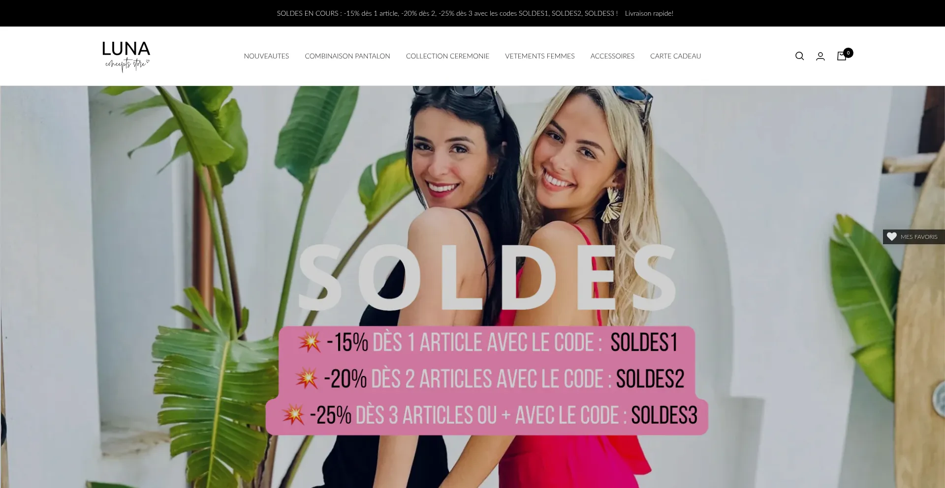 Website screenshot of Luna-concept-store.com