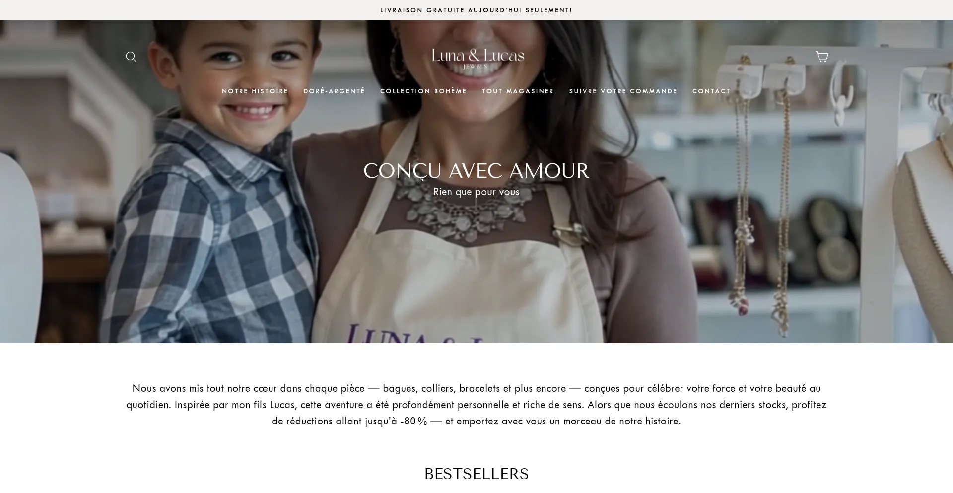 Website screenshot of Lunalucasjewels.ca