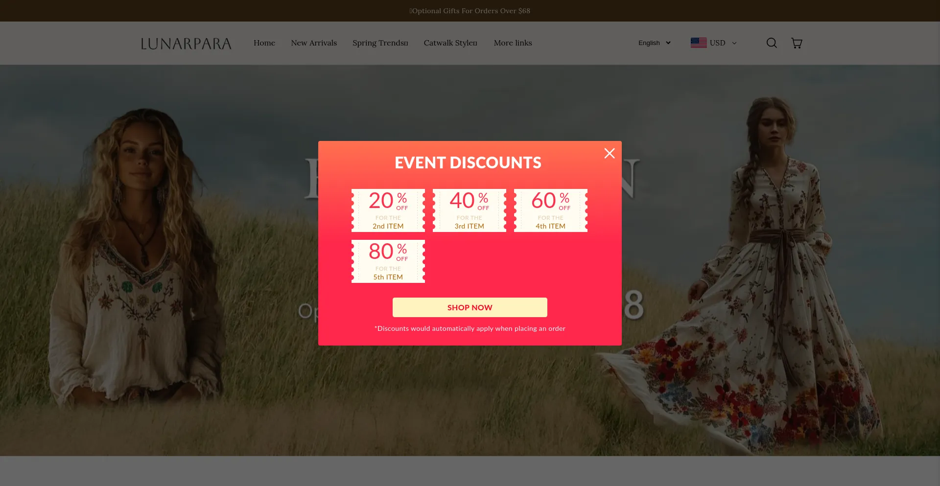 Website screenshot of Lunarpara.com