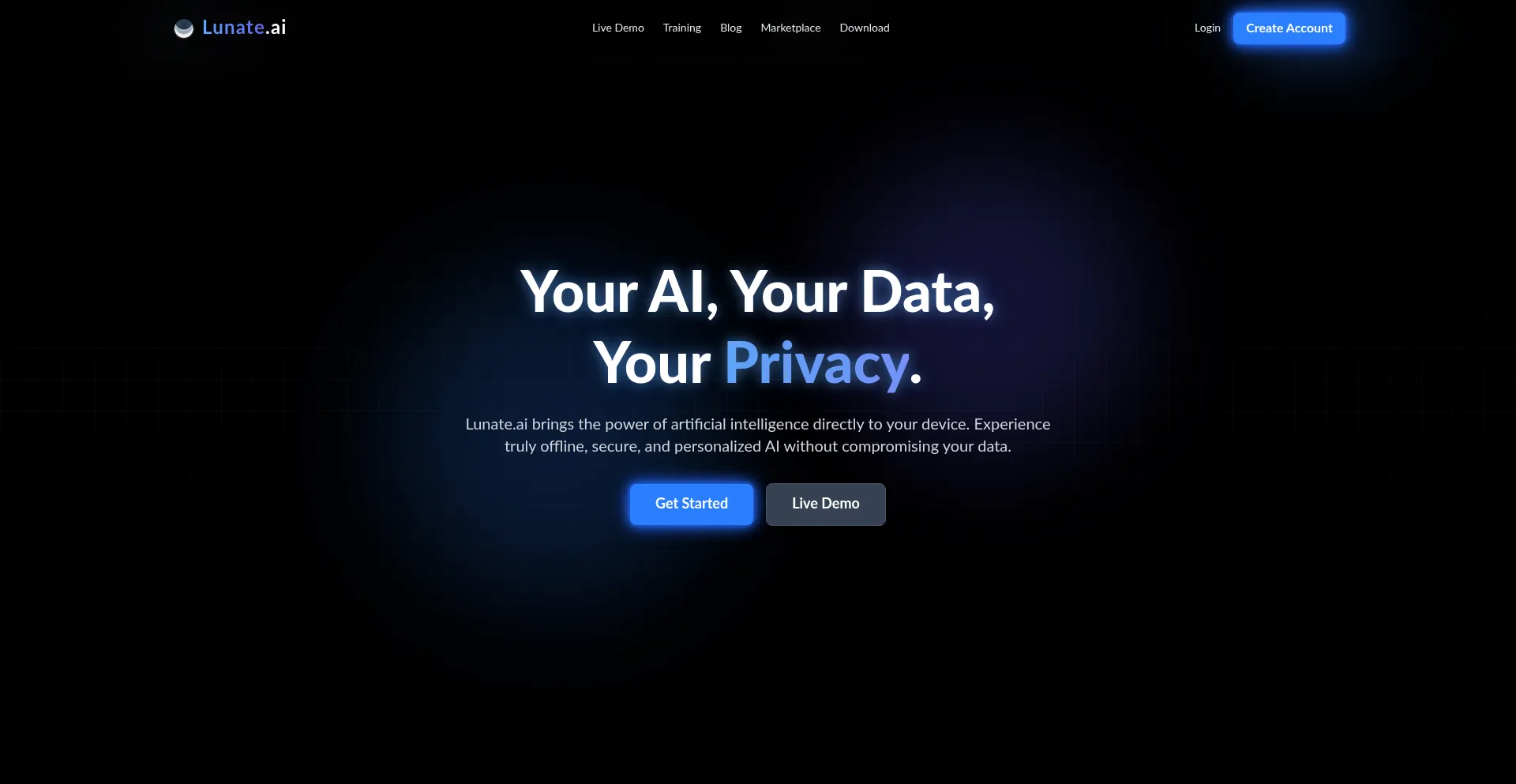 Website screenshot of Lunate.ai