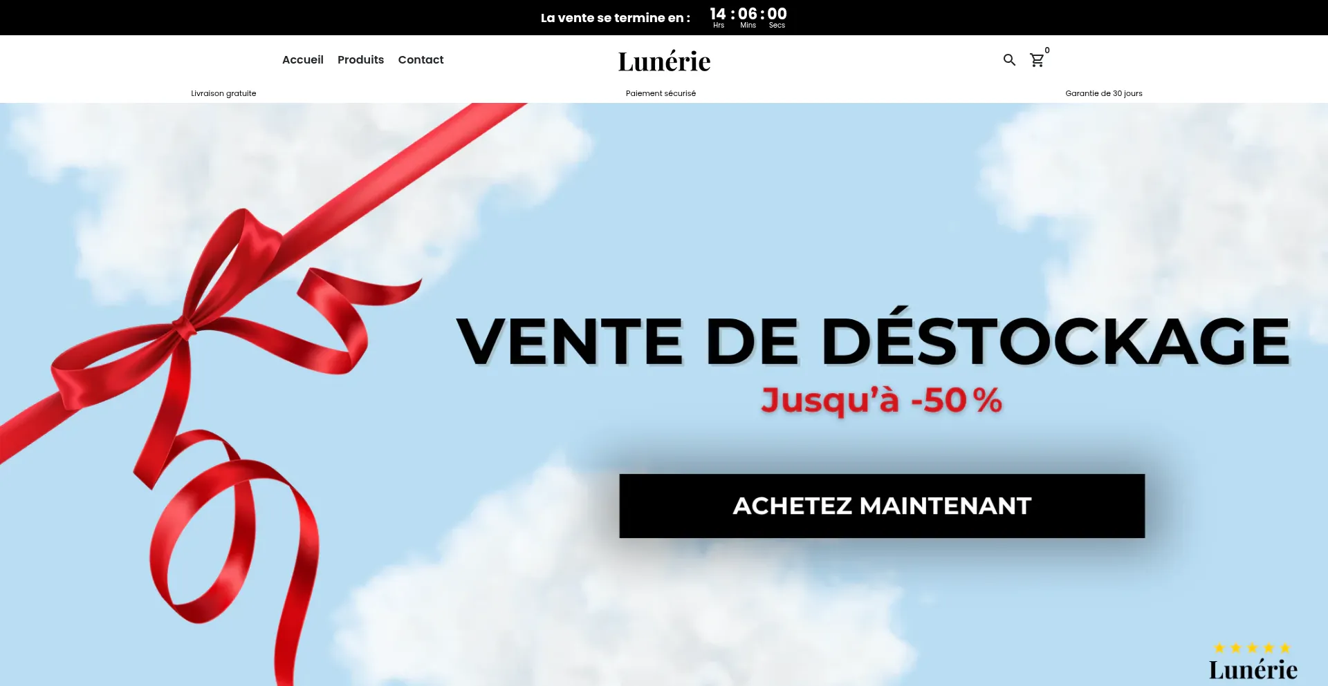 Website screenshot of Lunerie.fr