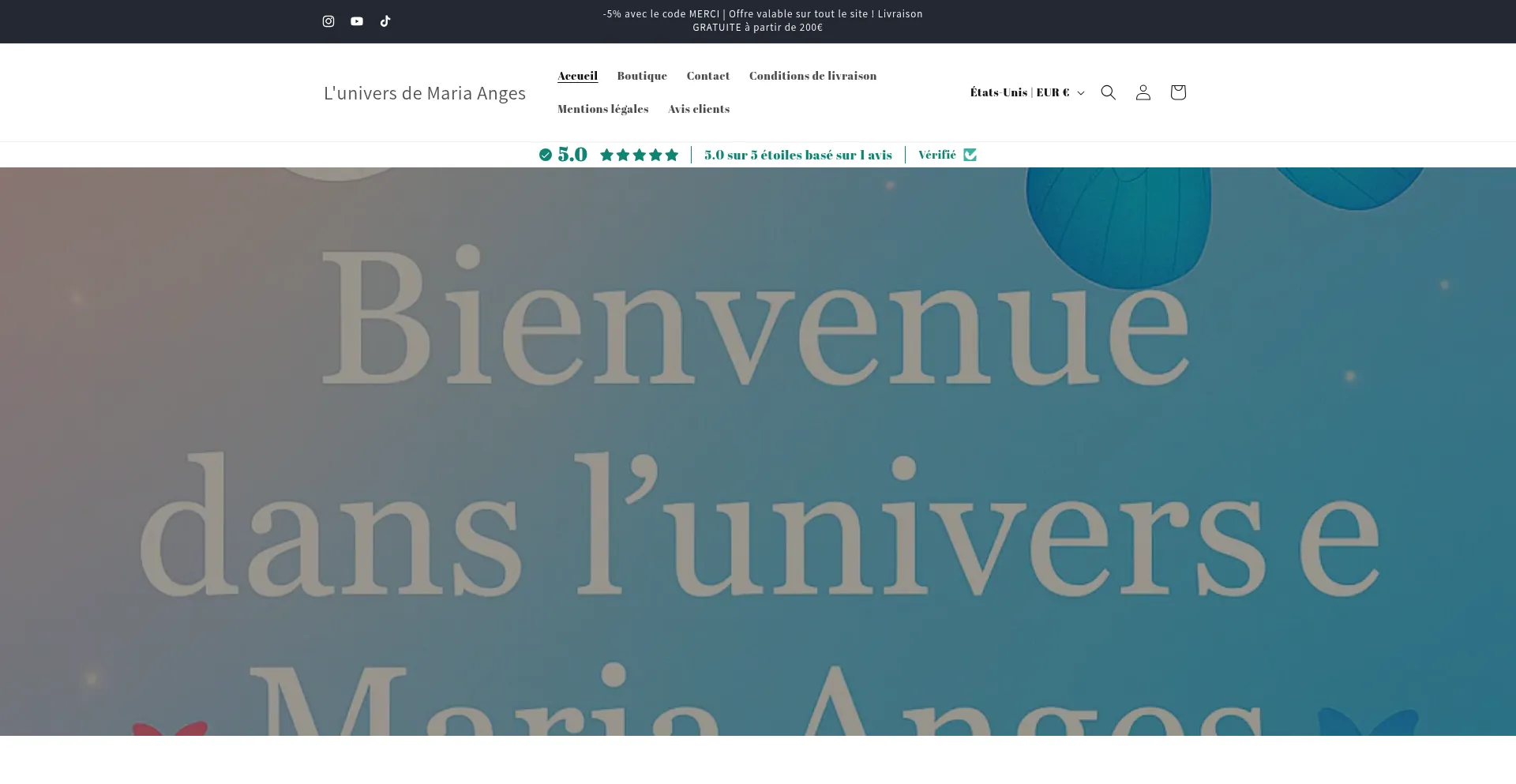 Website screenshot of Luniversdemariaanges.com