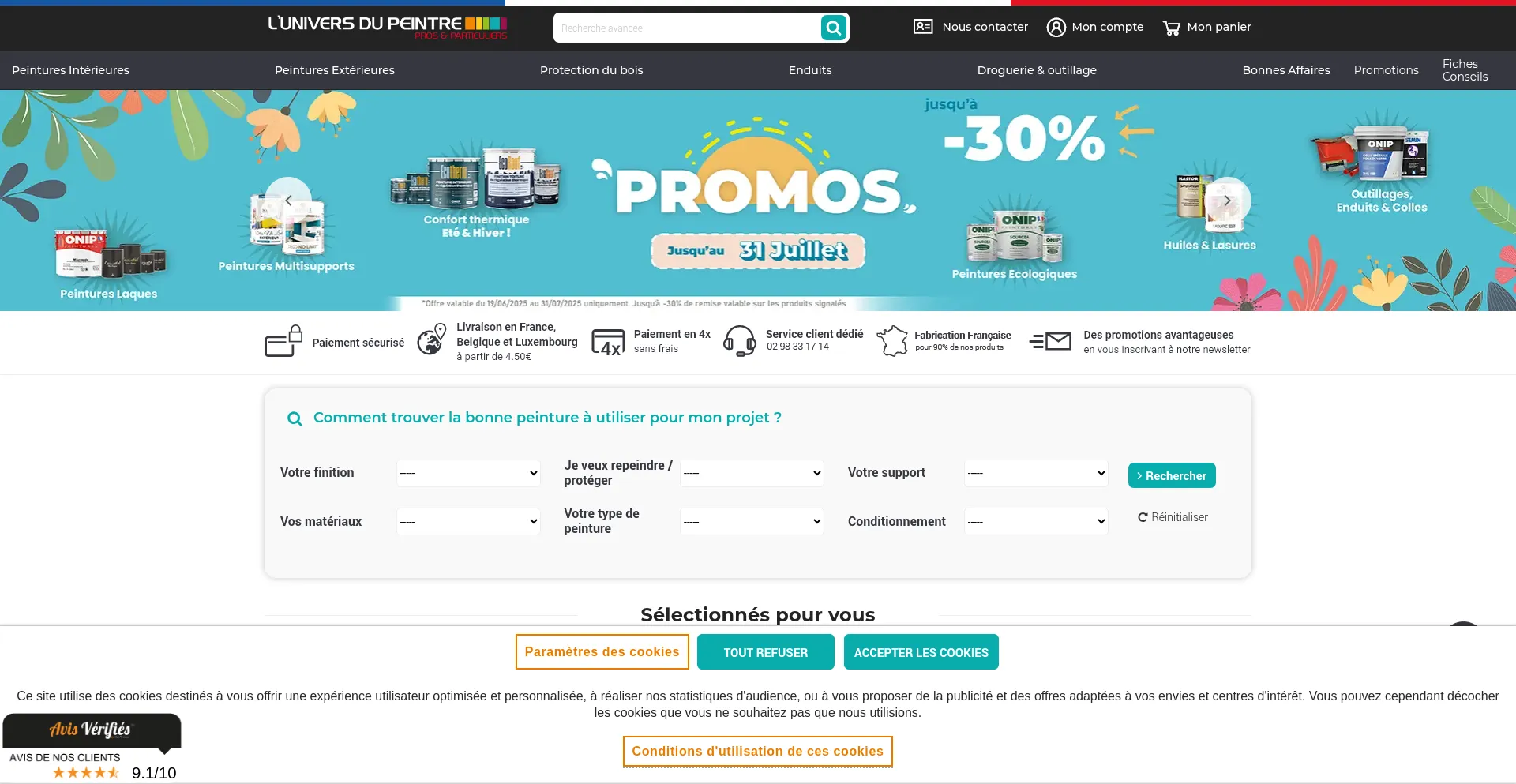 Website screenshot of Luniversdupeintre.com