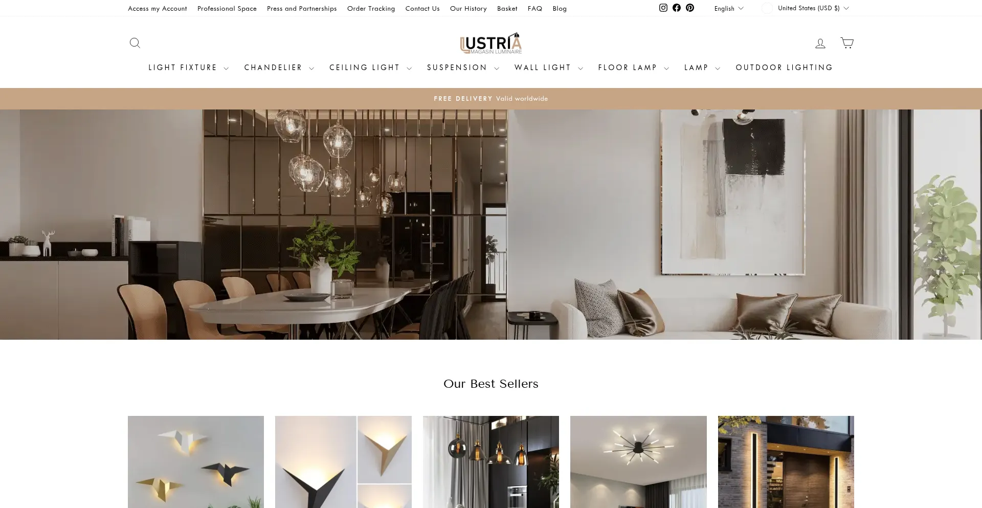 Website screenshot of Lustria.com