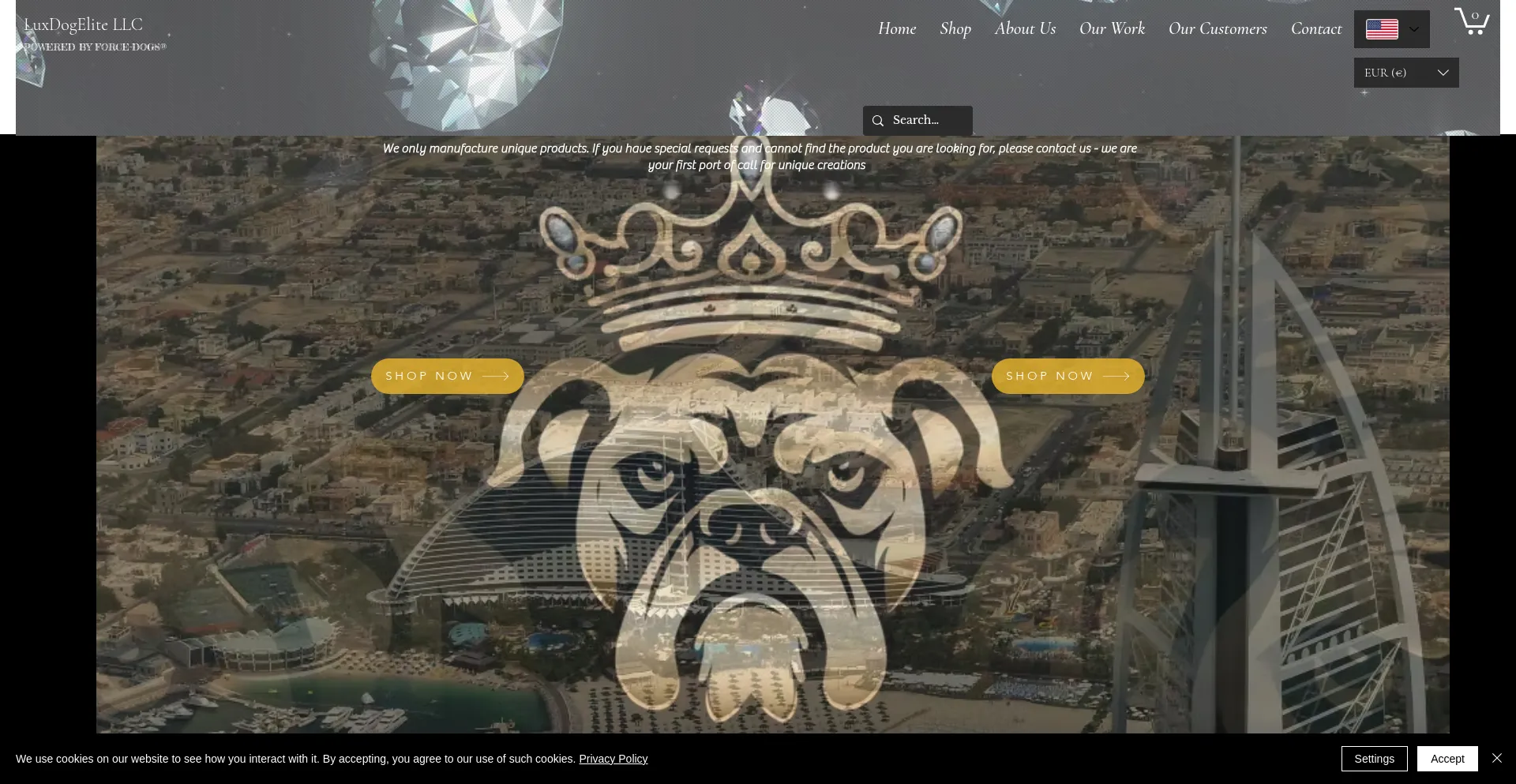 Website screenshot of Luxdogelite.shop