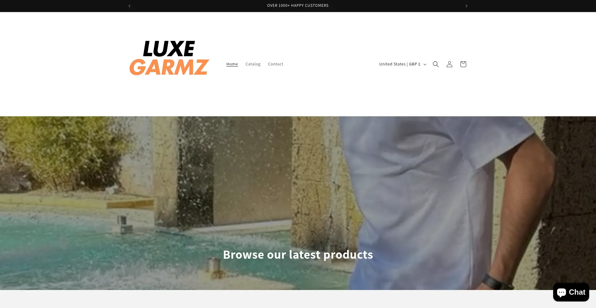 Website screenshot of Luxegarmz.com