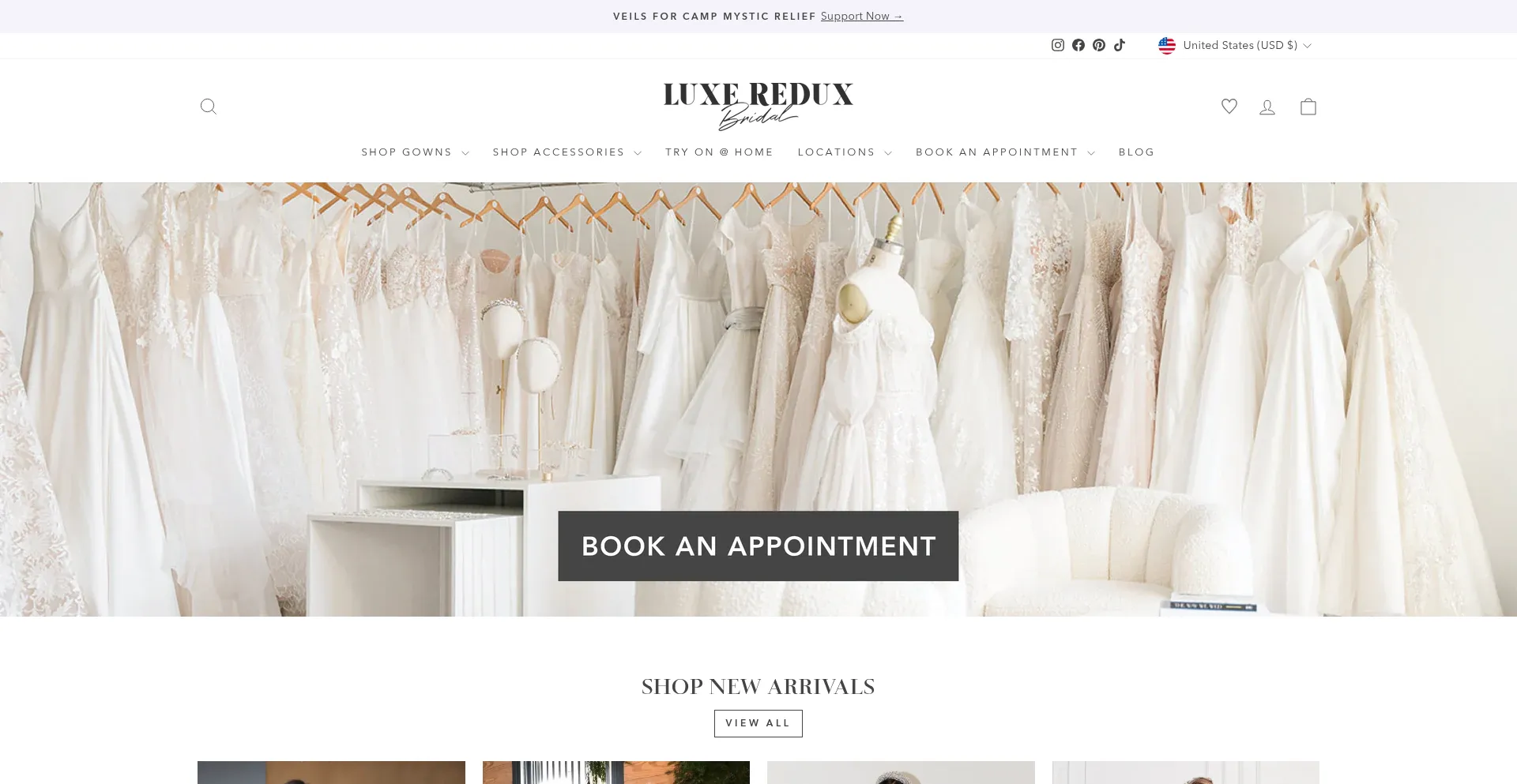 Website screenshot of Luxereduxbridal.com