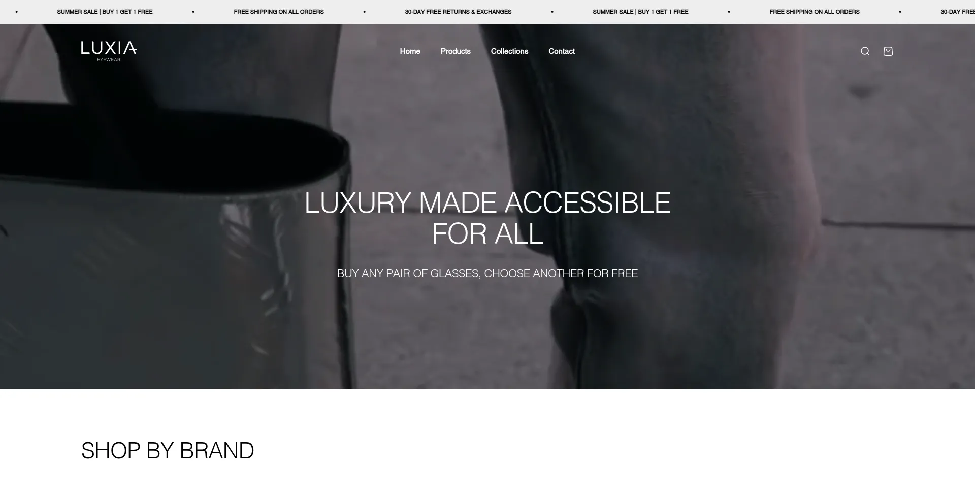 Website screenshot of Luxiaeyewear.com