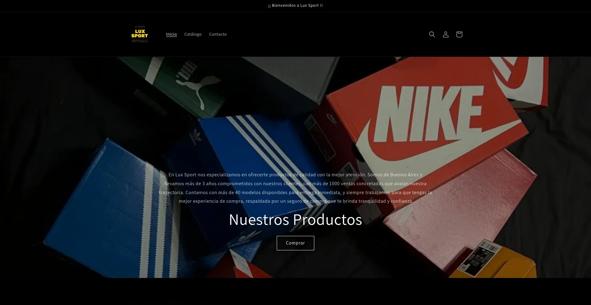 Website screenshot of Luxsportt.myshopify.com