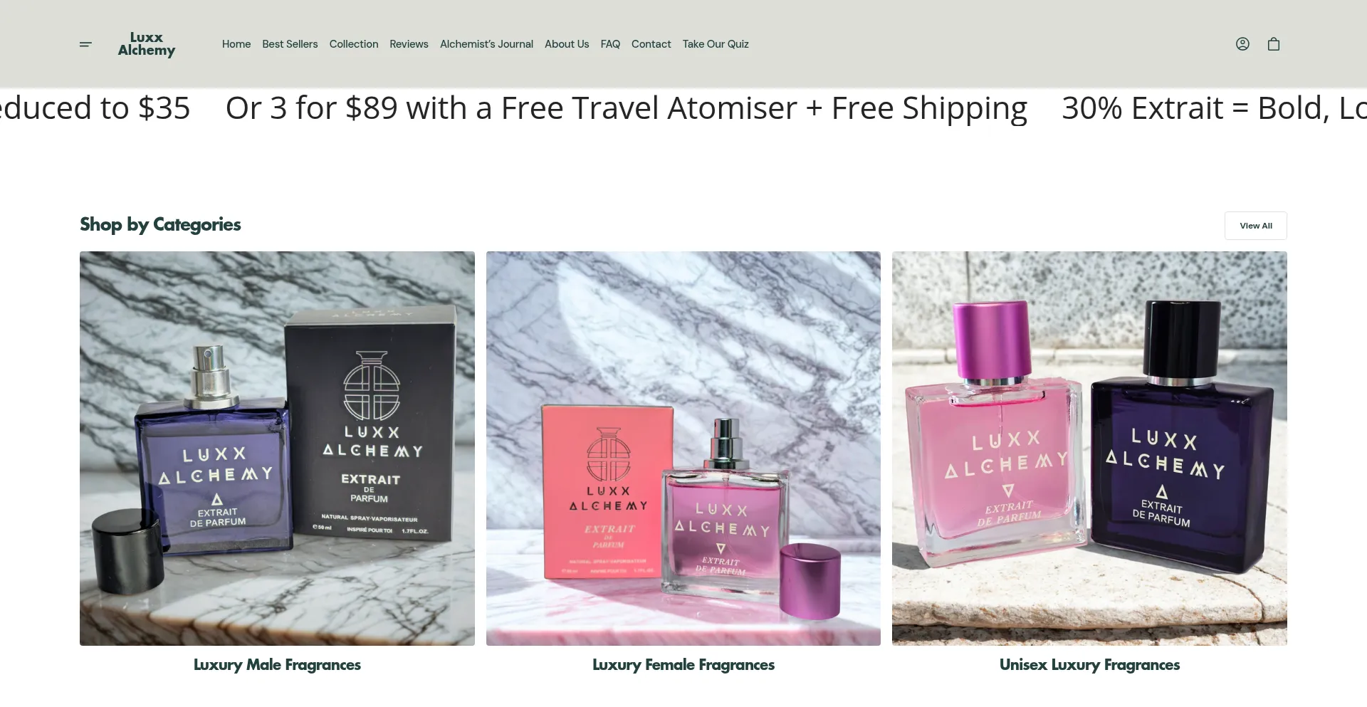 Website screenshot of Luxxalchemy.com