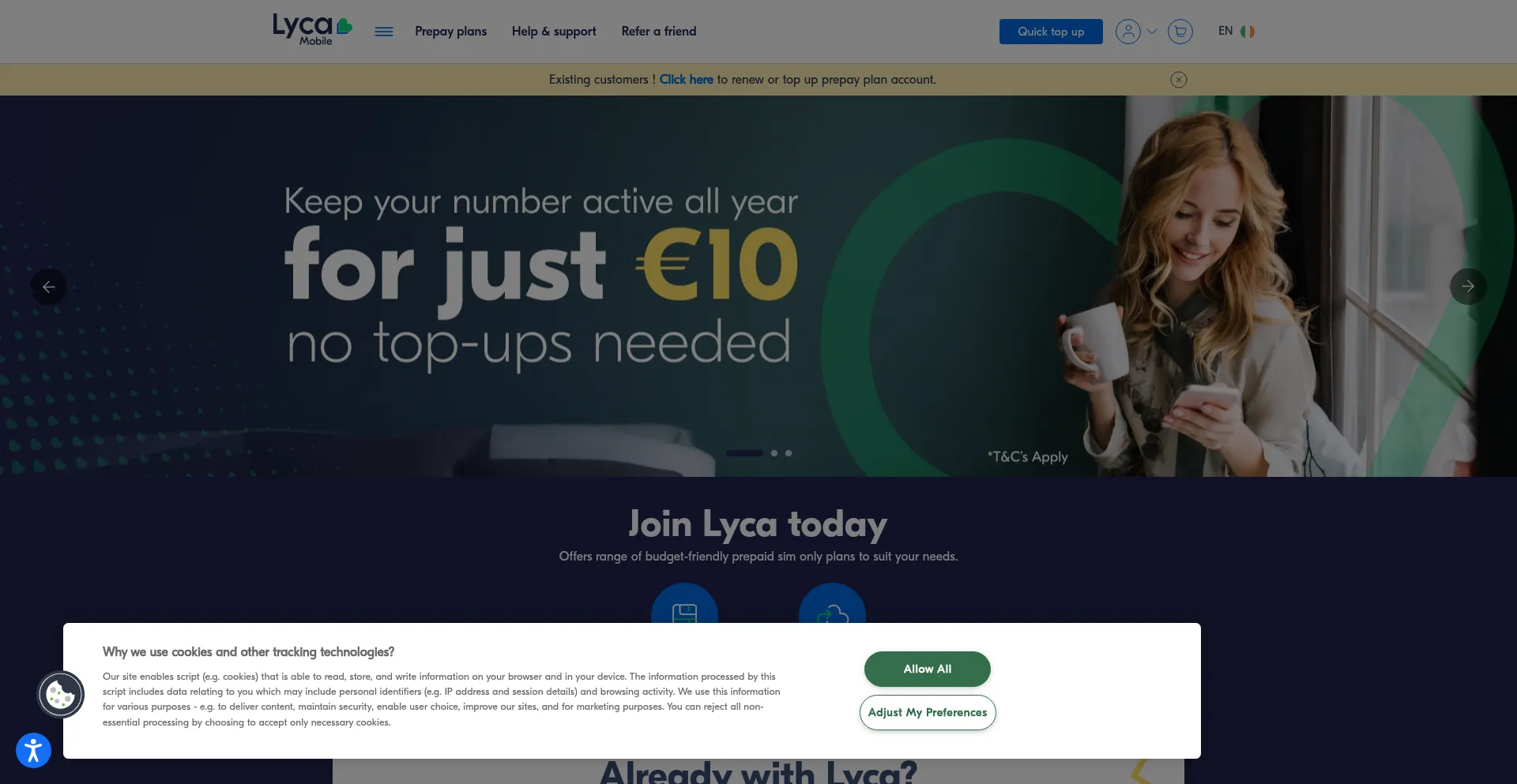 Lycamobile.ie Screenshot