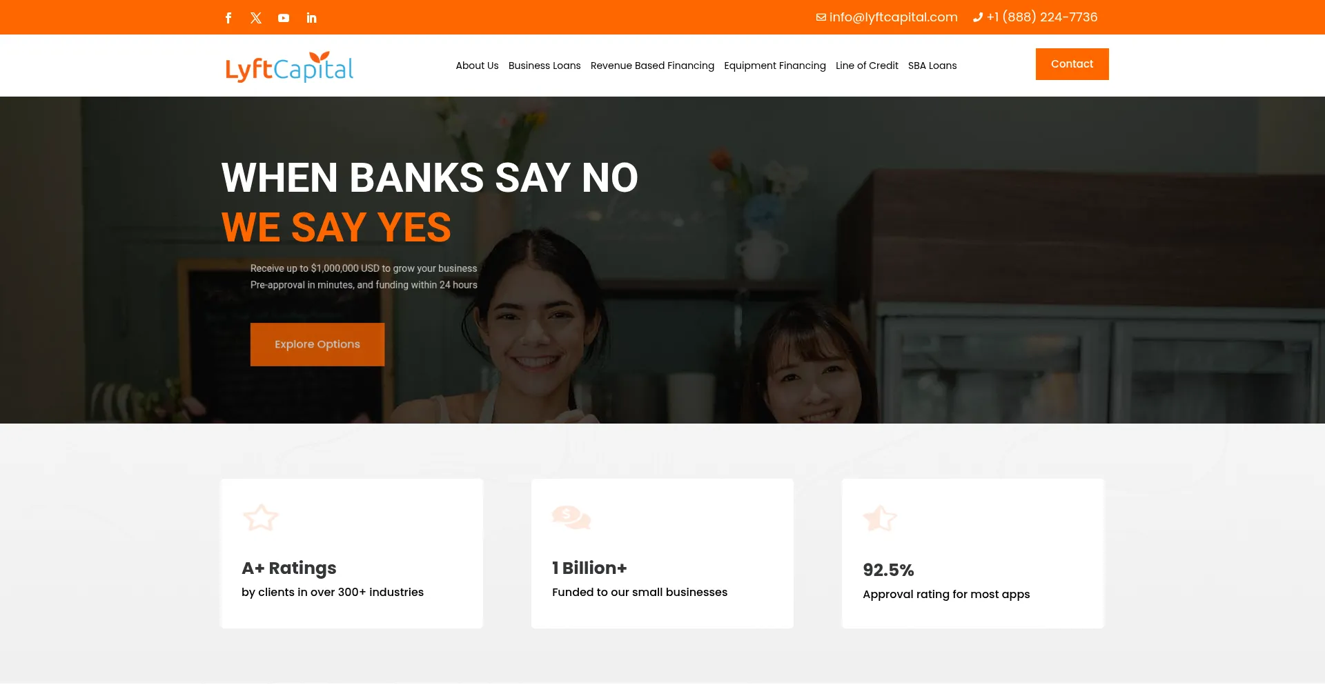 Website screenshot of Lyftcapital.com