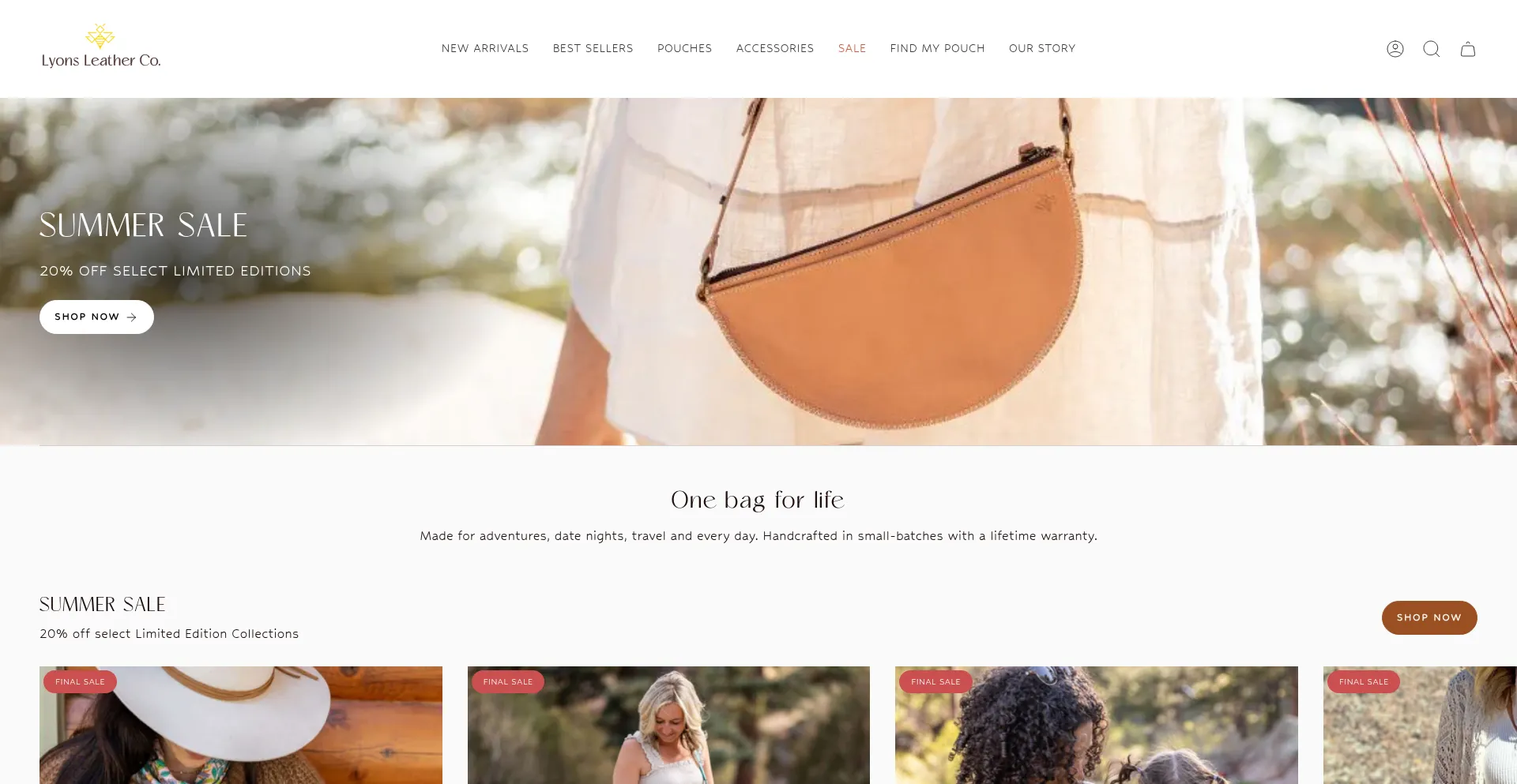 Website screenshot of Lyonsleatherco.com