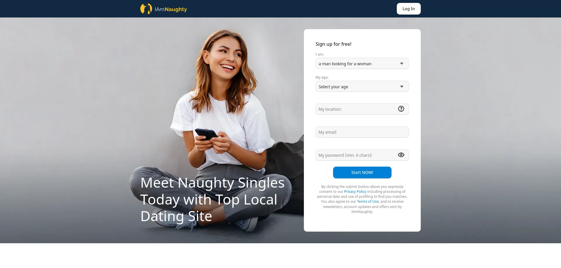 Website screenshot of M.iamnaughty.com