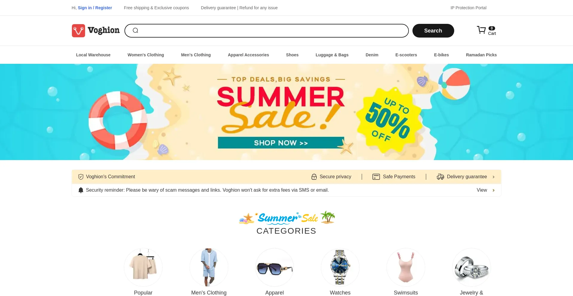 Website screenshot of M.voghion.com