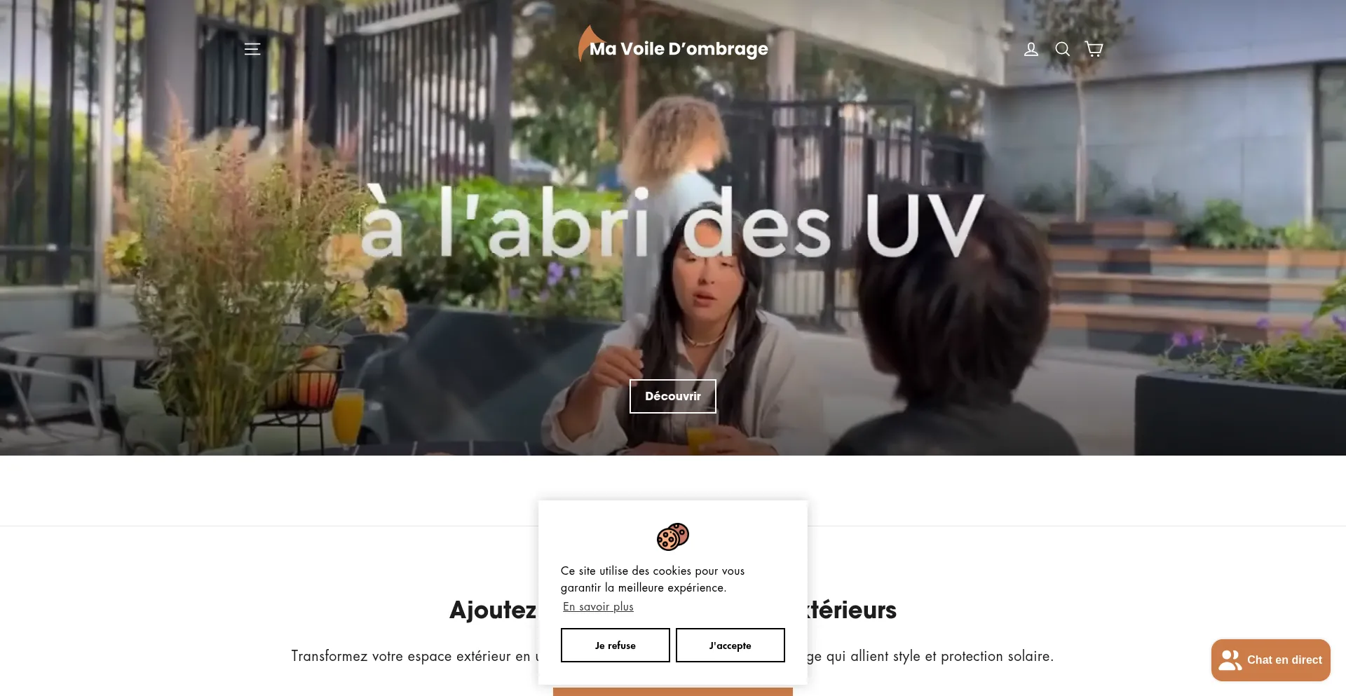 Website screenshot of Ma-voile-dombrage.fr