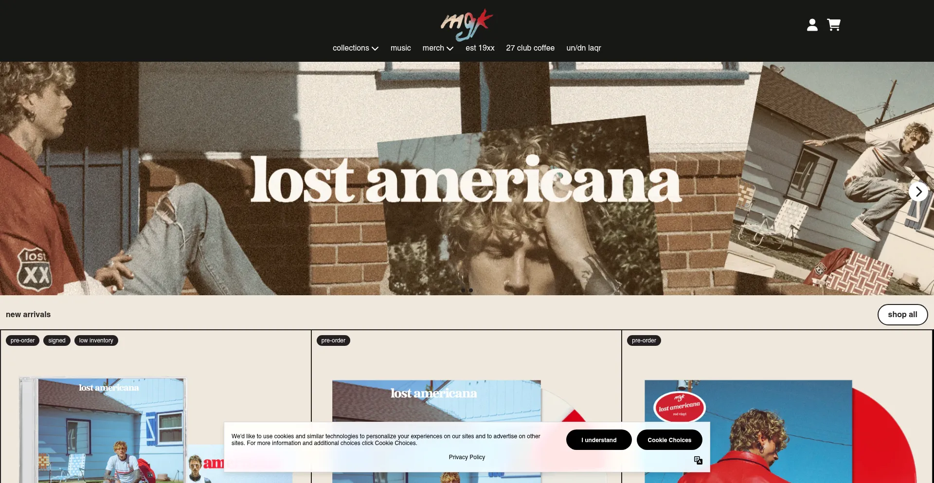 Website screenshot of Machinegunkelly.com