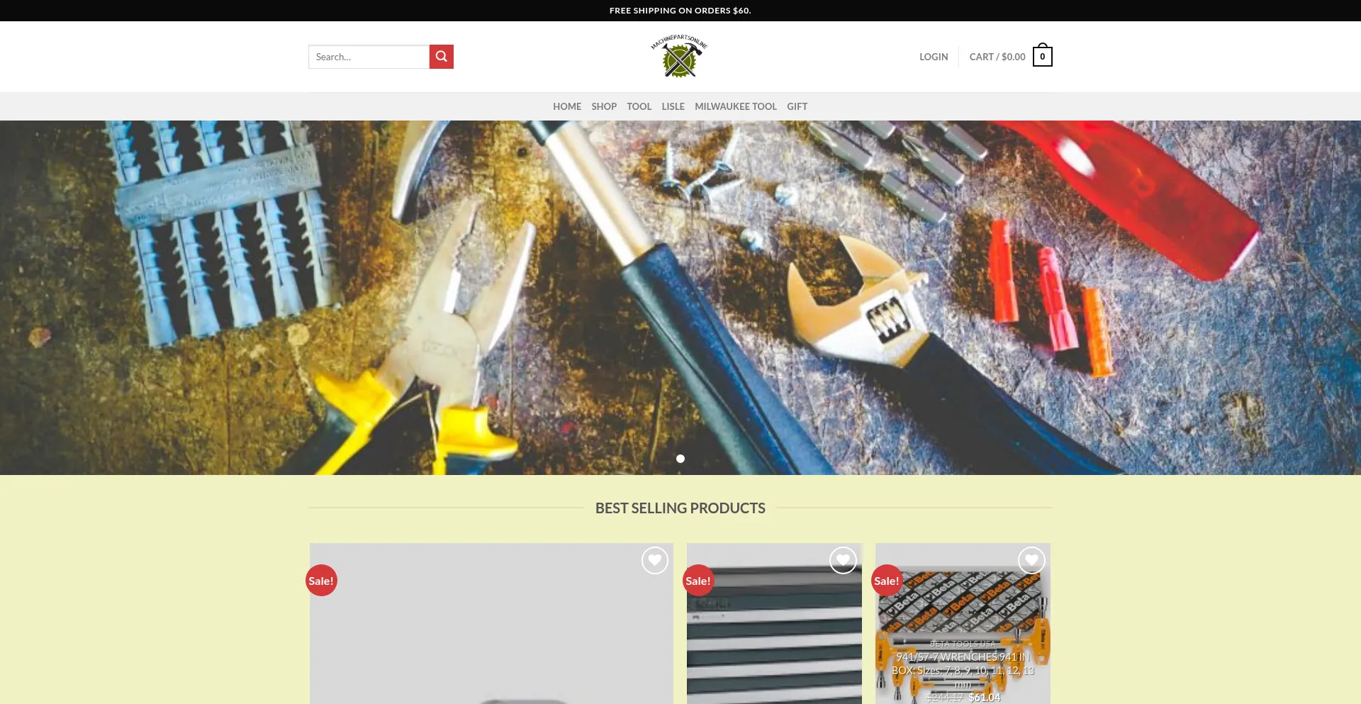 Website screenshot of Machinepartsonline.com