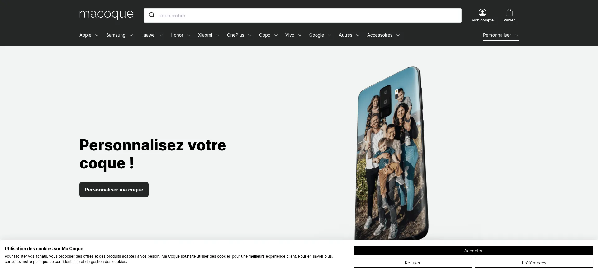 Website screenshot of Macoque.fr