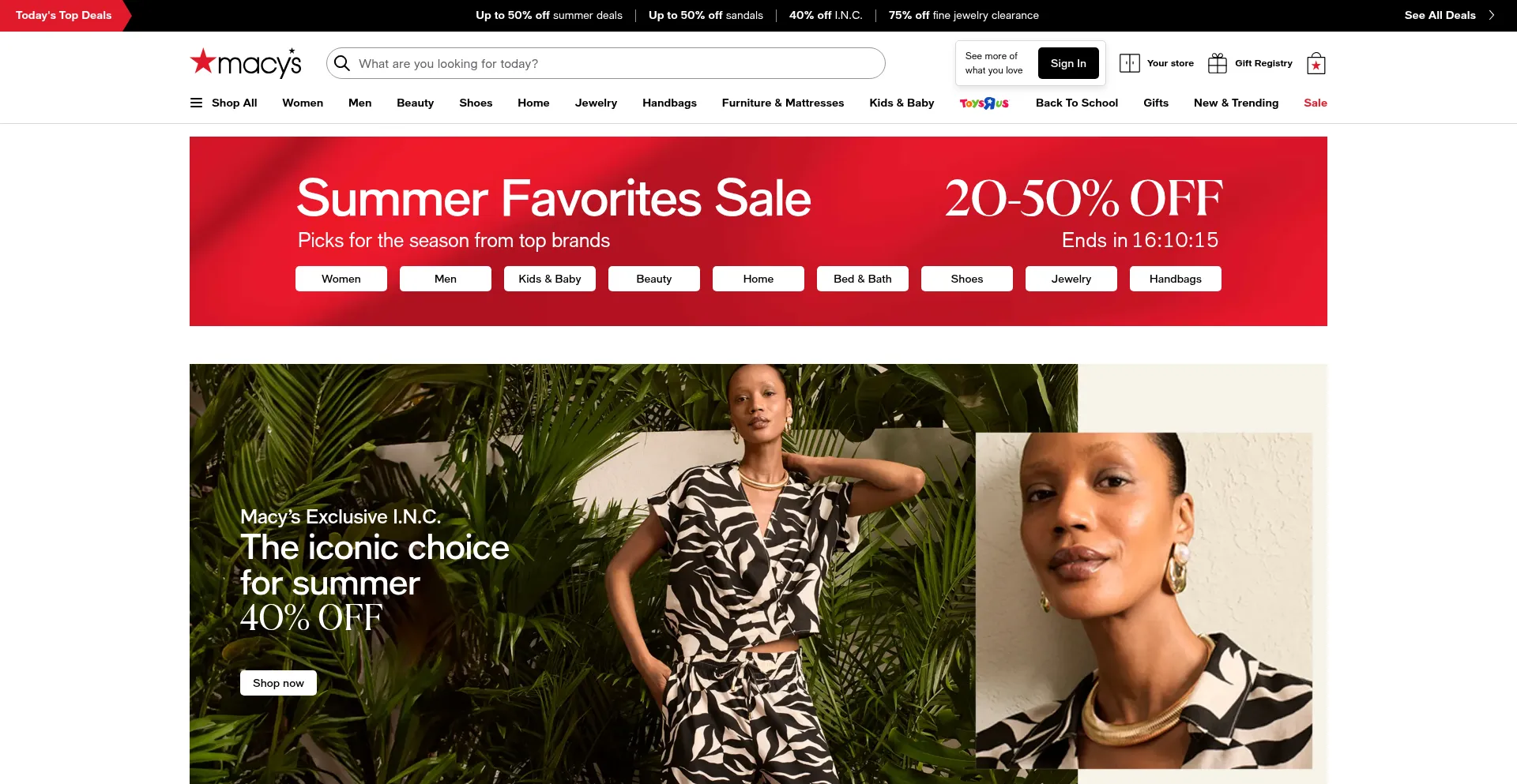 Website screenshot of Macys.com