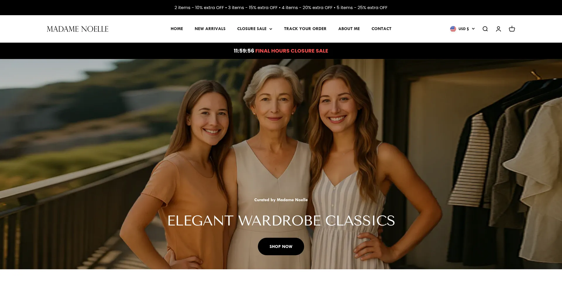 Website screenshot of Madamenoelle.com