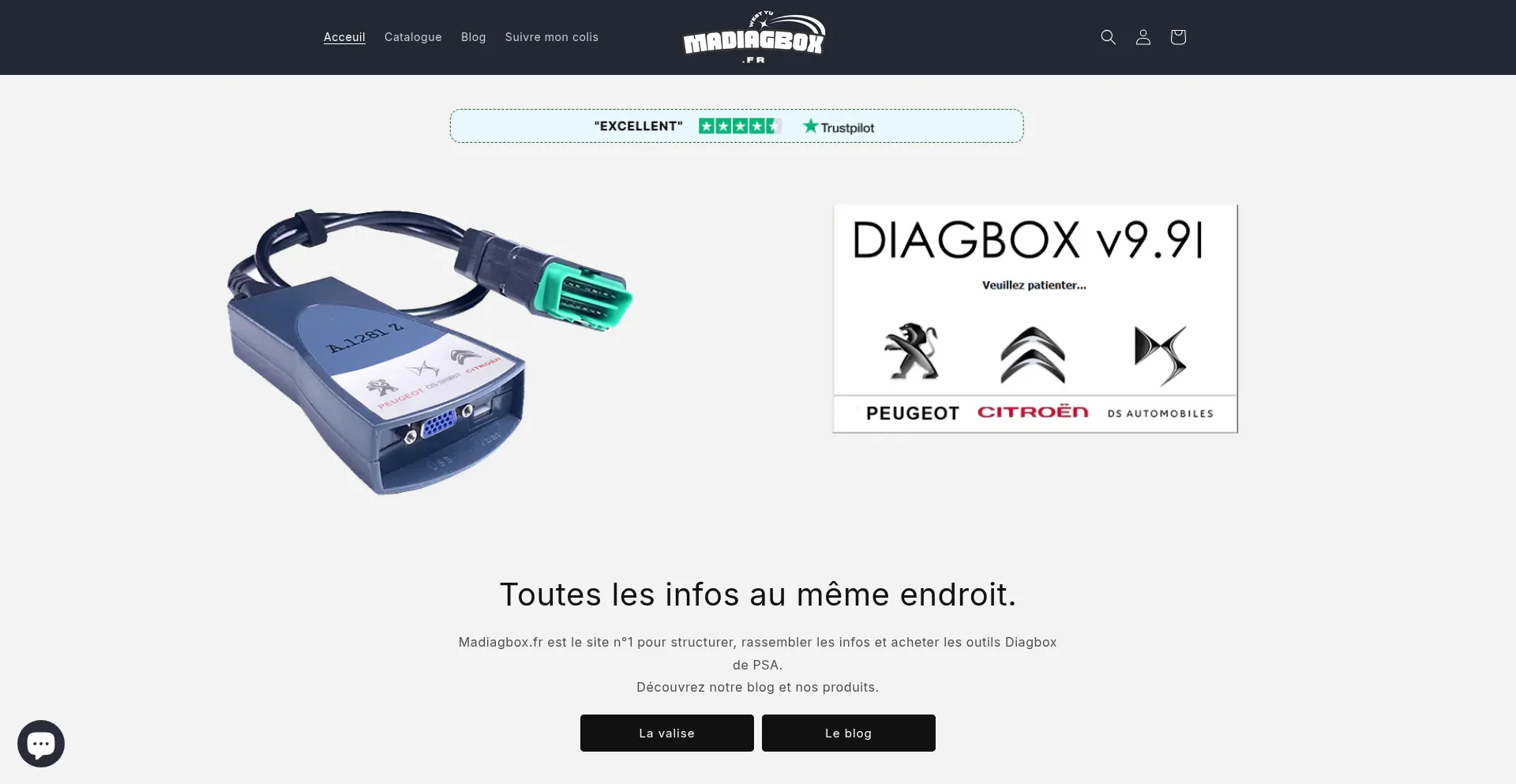 Website screenshot of Madiagbox.fr