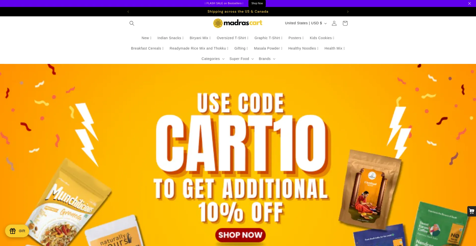 Website screenshot of Madrascart.com
