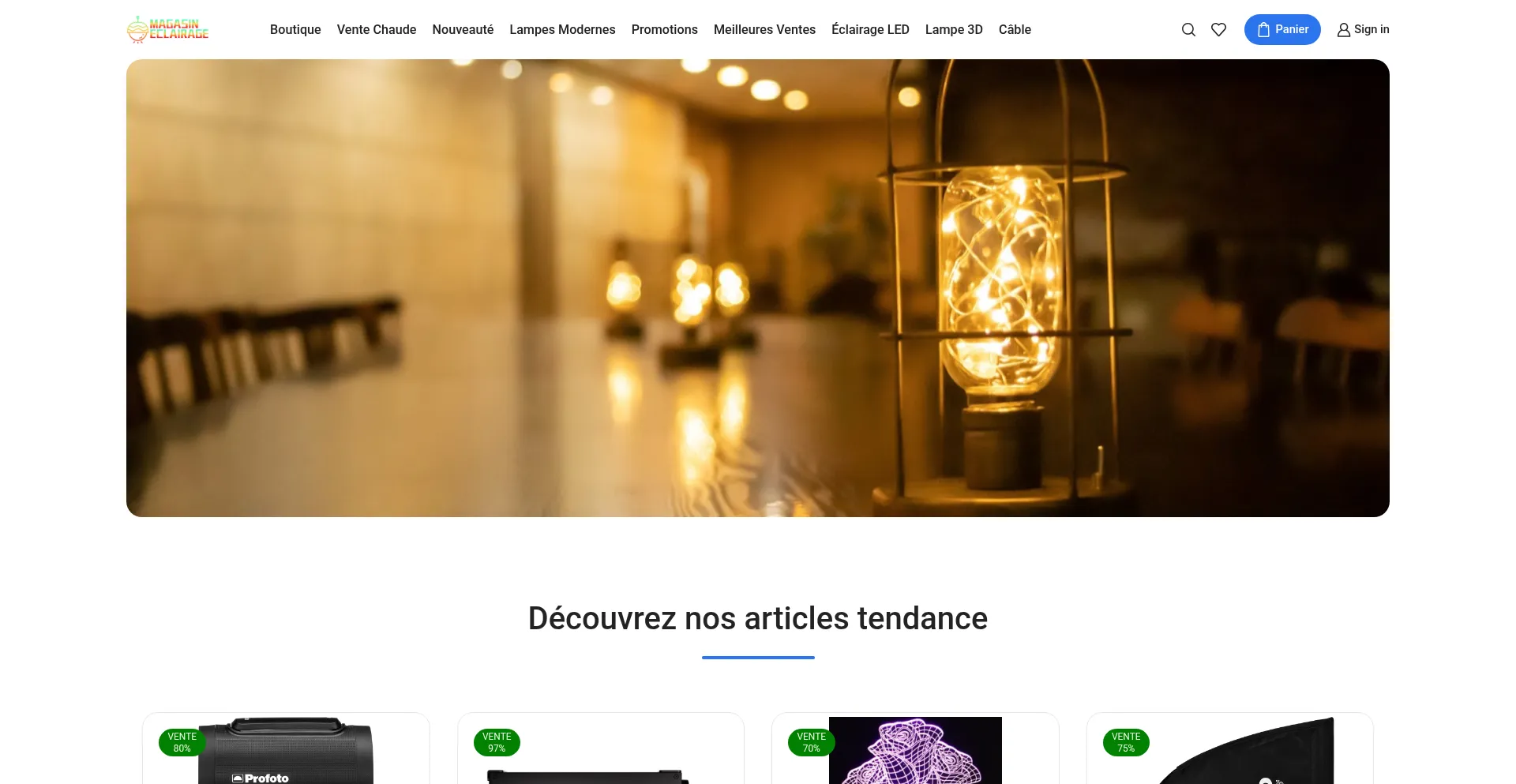 Website screenshot of Magasin-eclairage.com