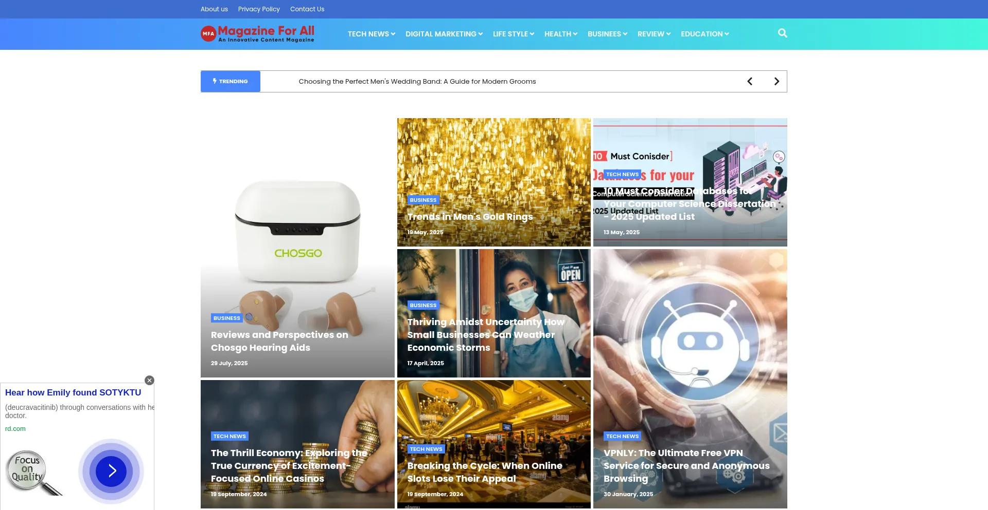 Website screenshot of Magazineforall.com