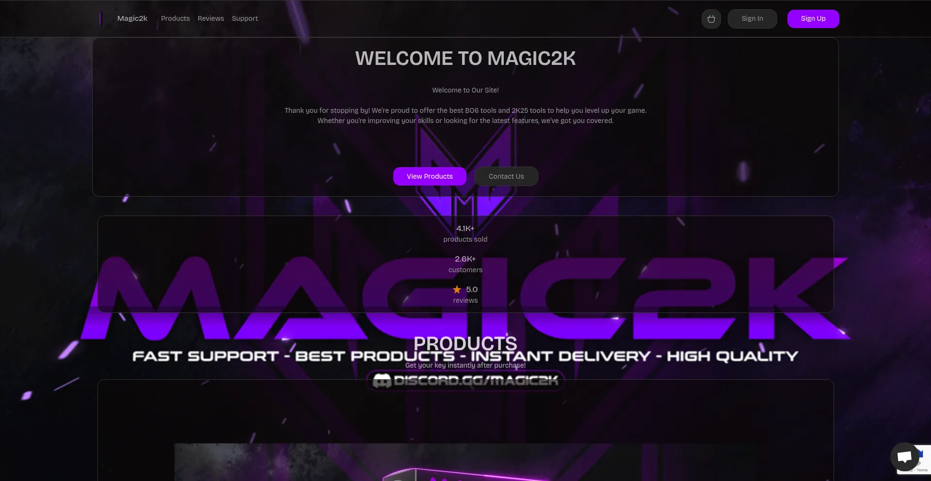 Website screenshot of Magic2k.bgng.io