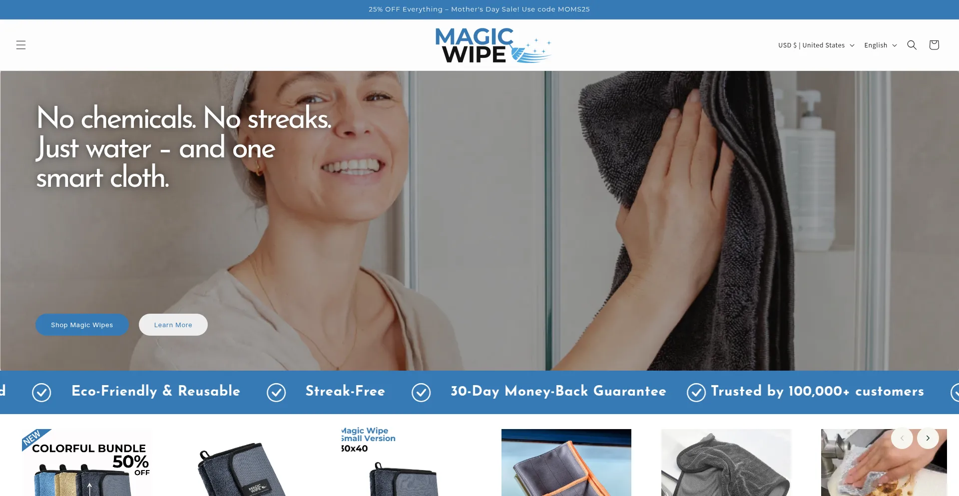 Website screenshot of Magicwipe.com