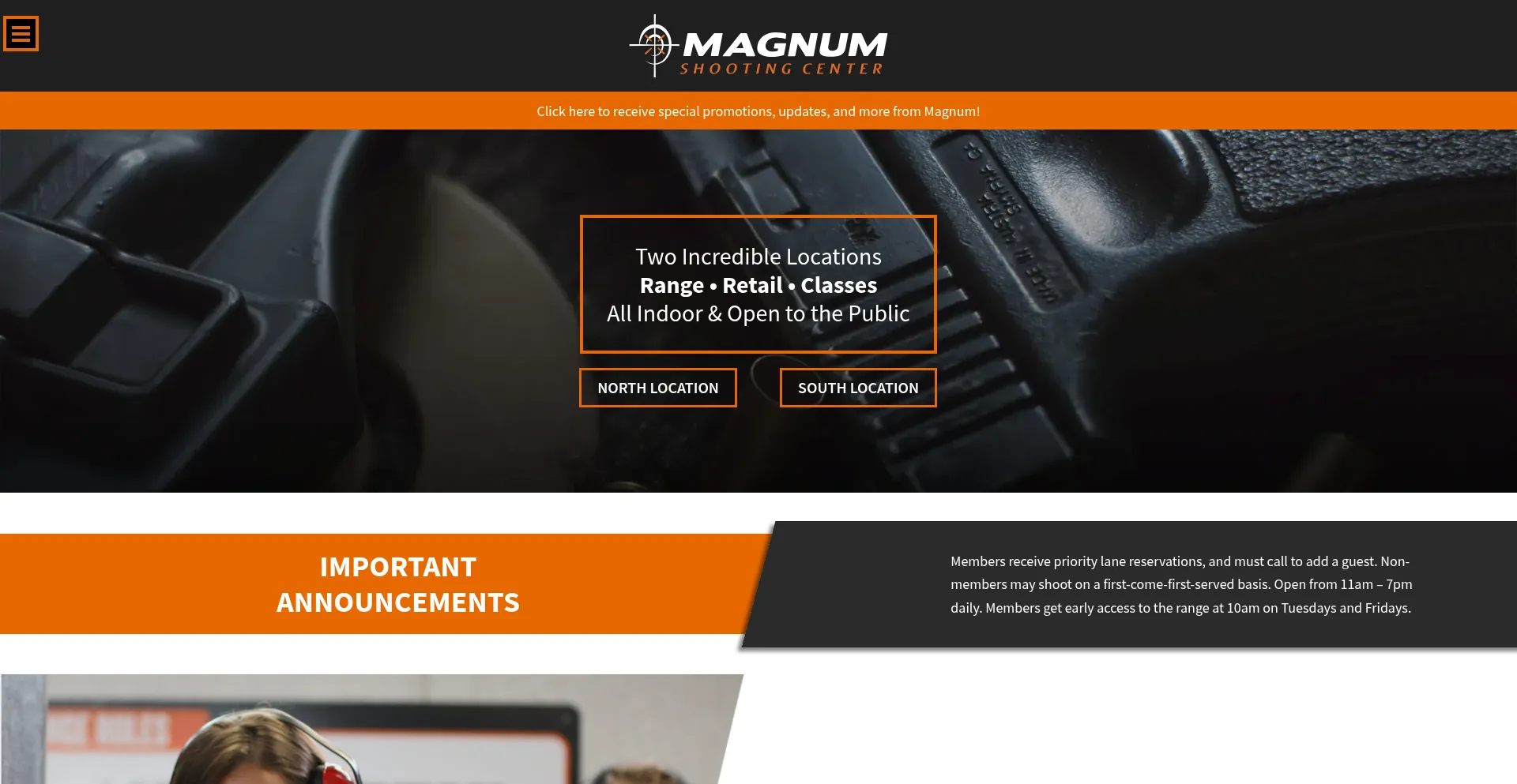 Website screenshot of Magnumshootingcenter.com