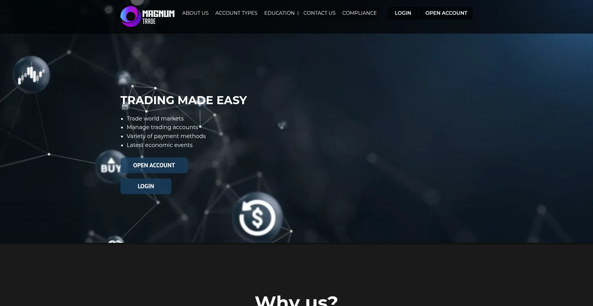 Website screenshot of Magnumtrade.io