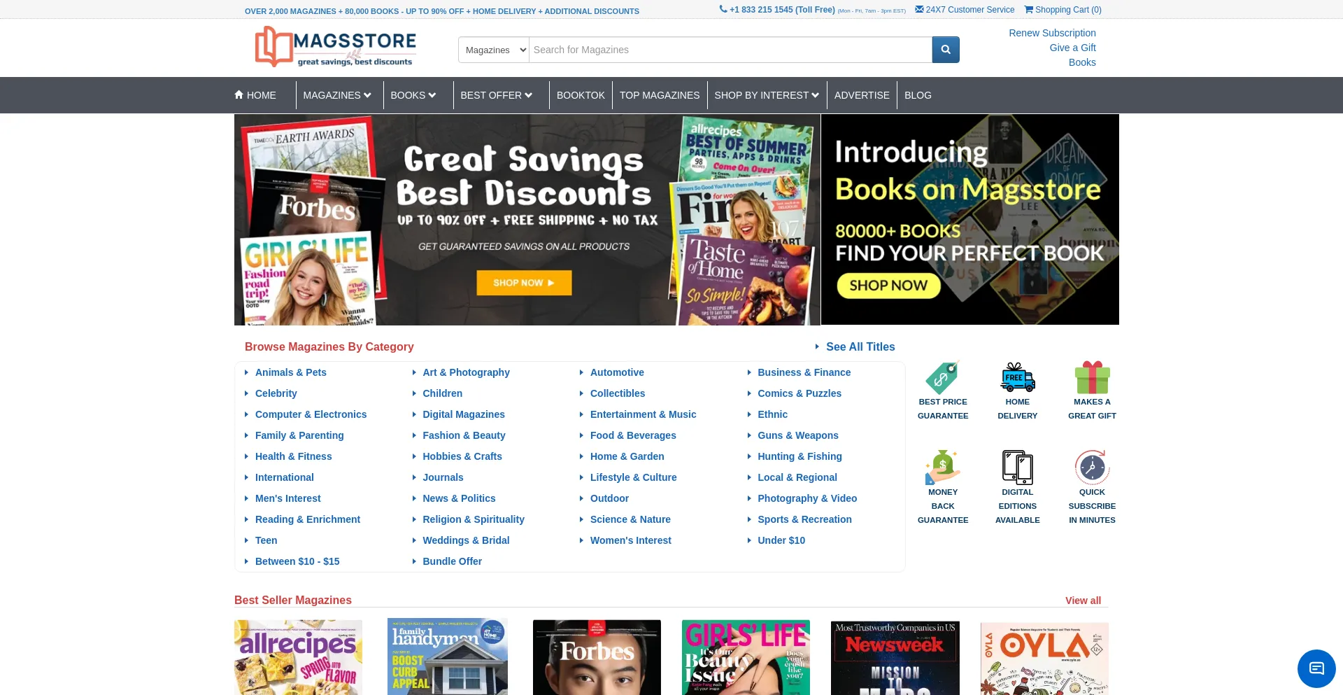 Website screenshot of Magsstore.com