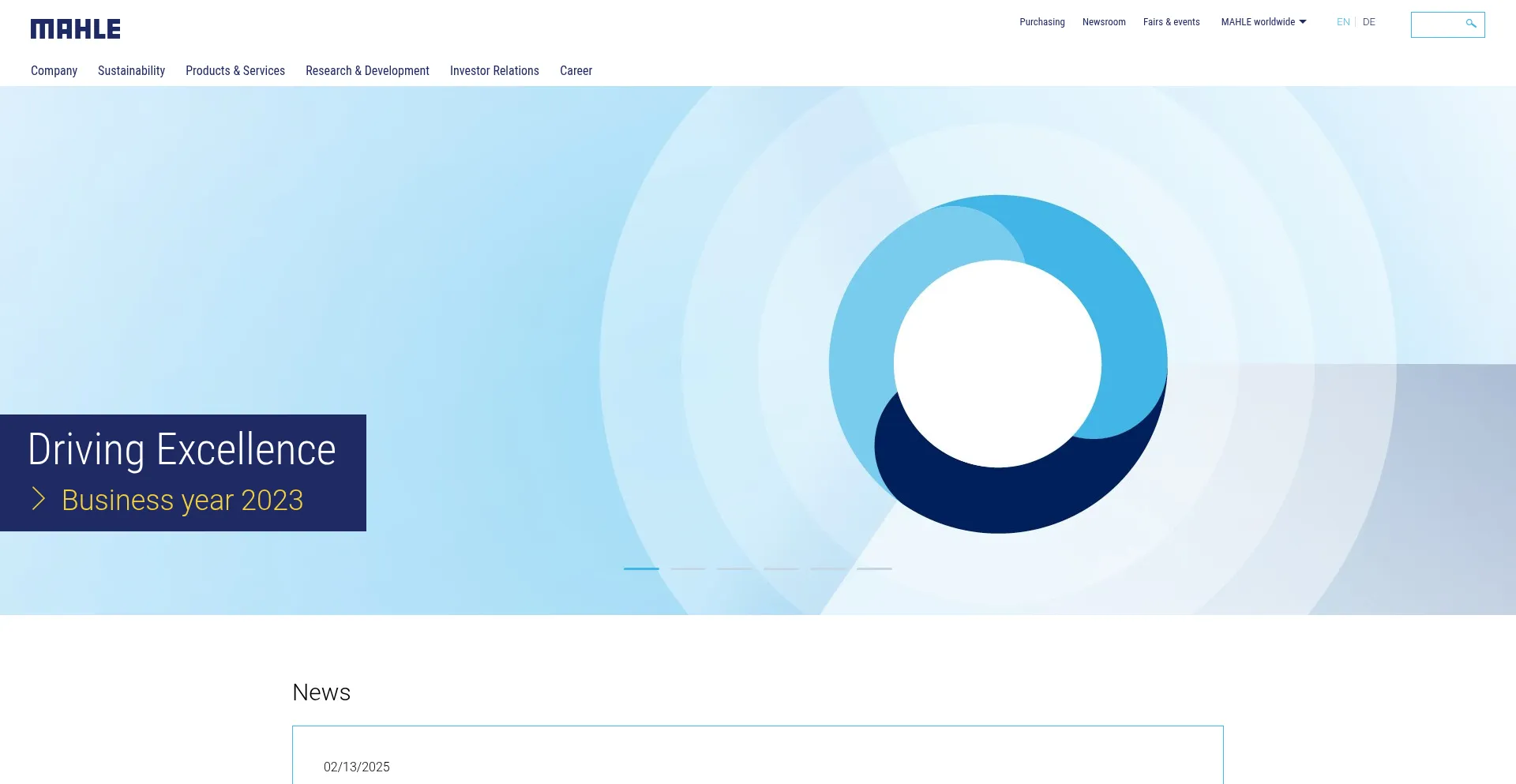 Website screenshot of Mahle.com