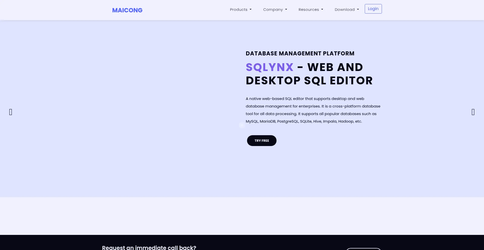Website screenshot of Maicongs.com