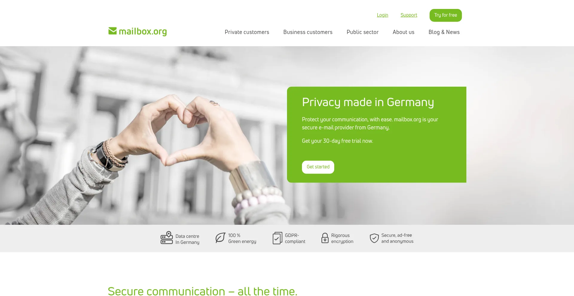 Website screenshot of Mailbox.org