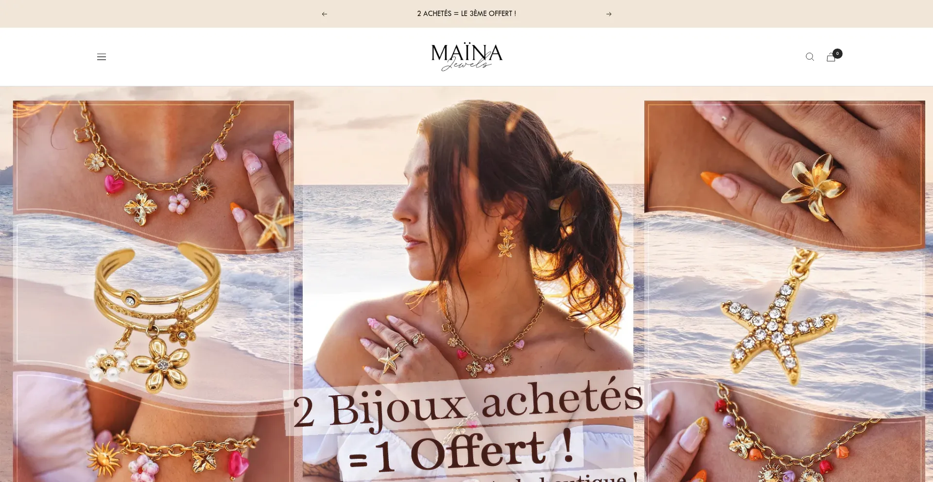 Website screenshot of Mainajewels.fr