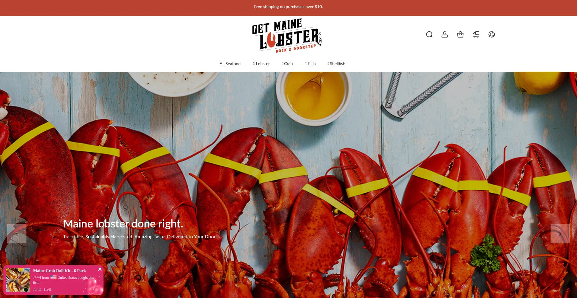 Website screenshot of Mainelobstasale.com