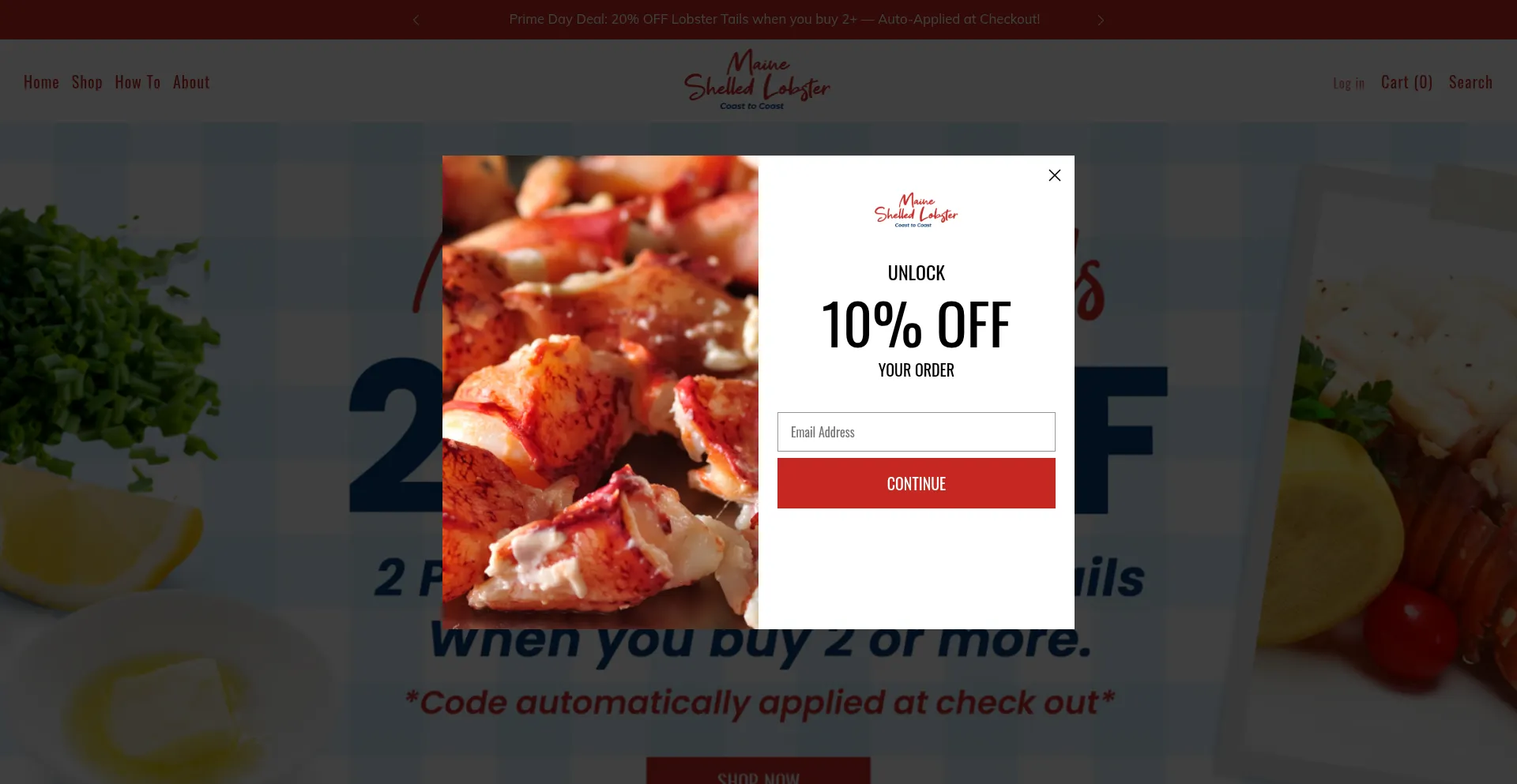 Website screenshot of Maineshelledlobster.com