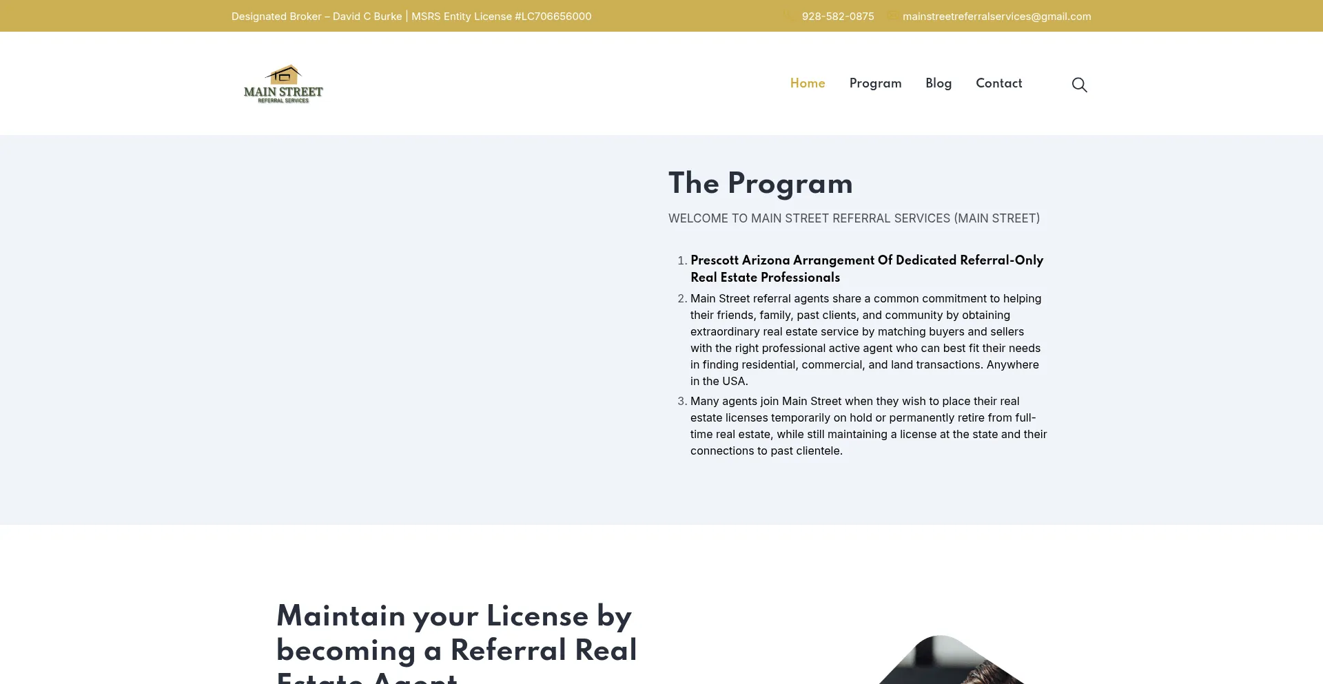Mainstreetreferralservices.com Screenshot