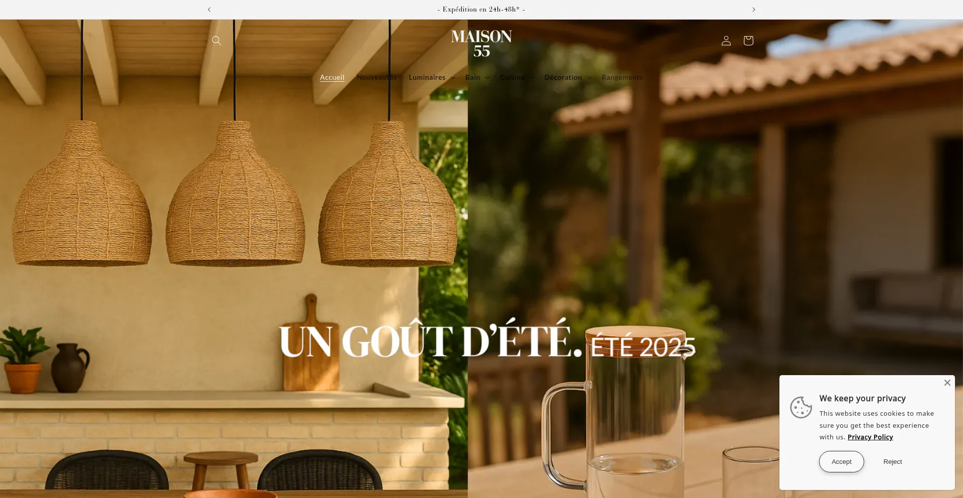 Website screenshot of Maison55.fr