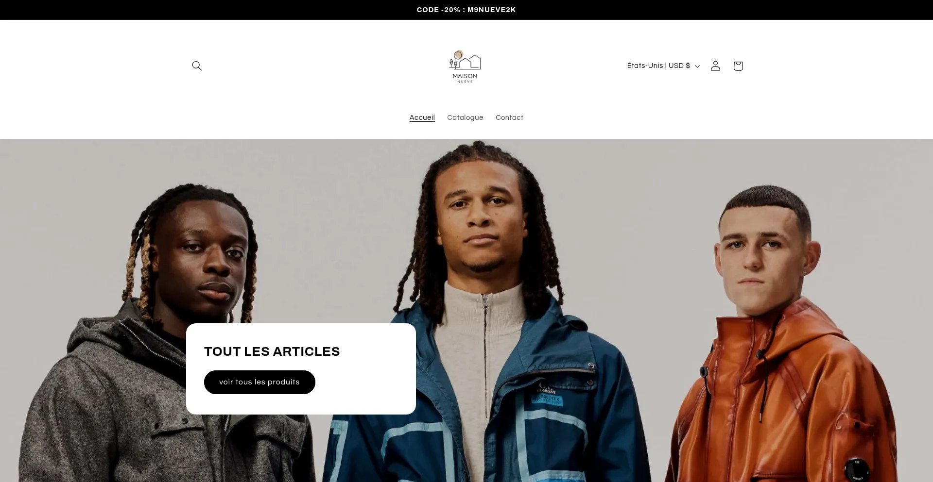 Website screenshot of Maison9nueve.myshopify.com