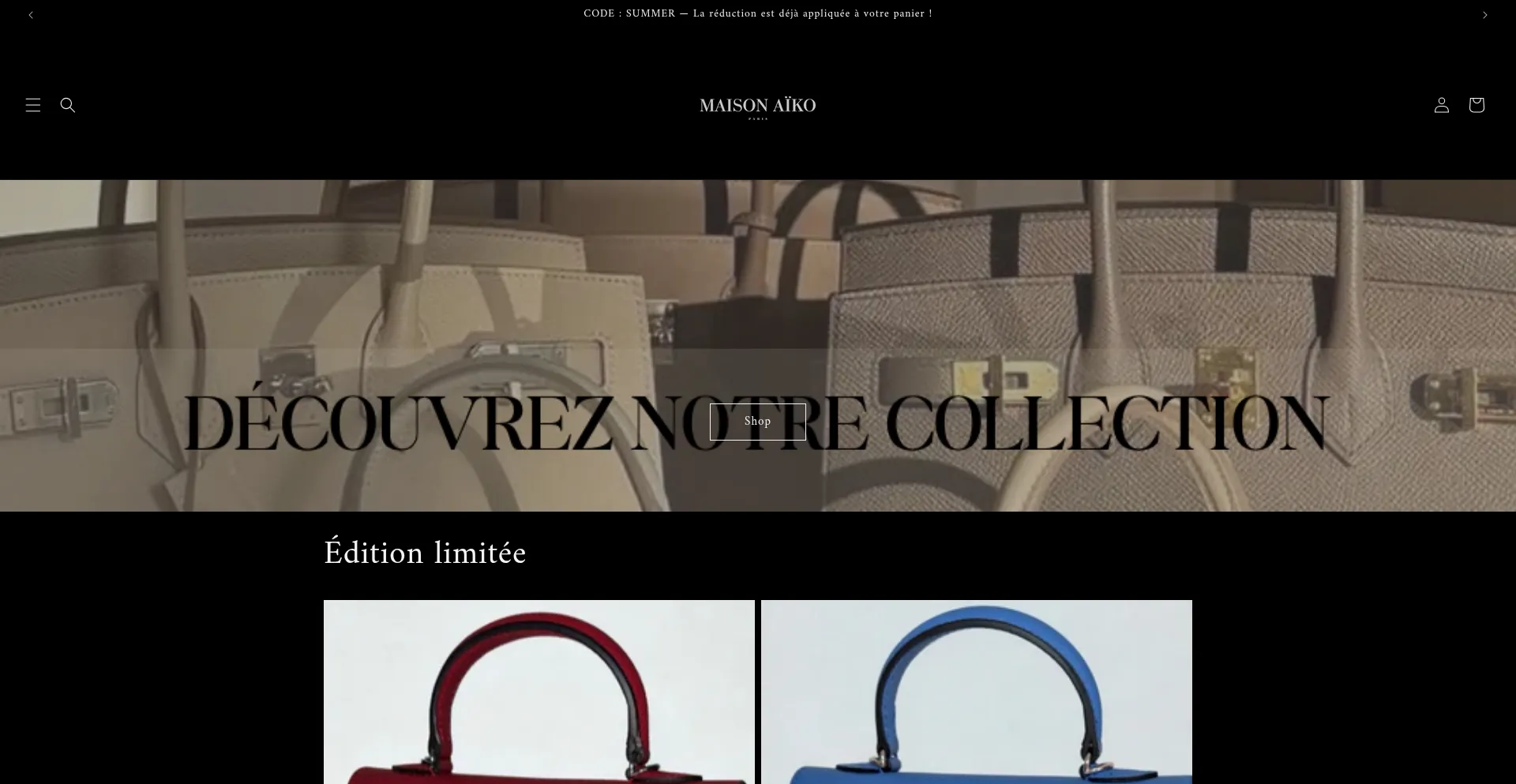Website screenshot of Maisonaiko.com