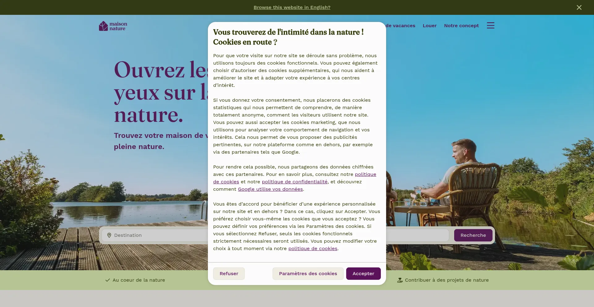 Website screenshot of Maisonnature.fr