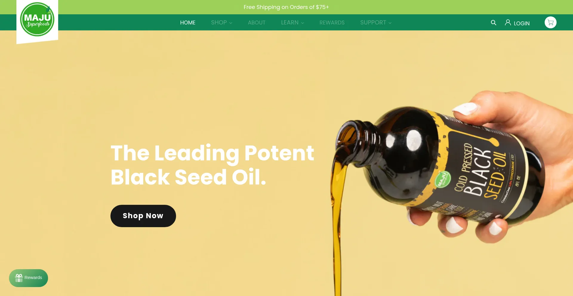 Website screenshot of Majusuperfoods.com