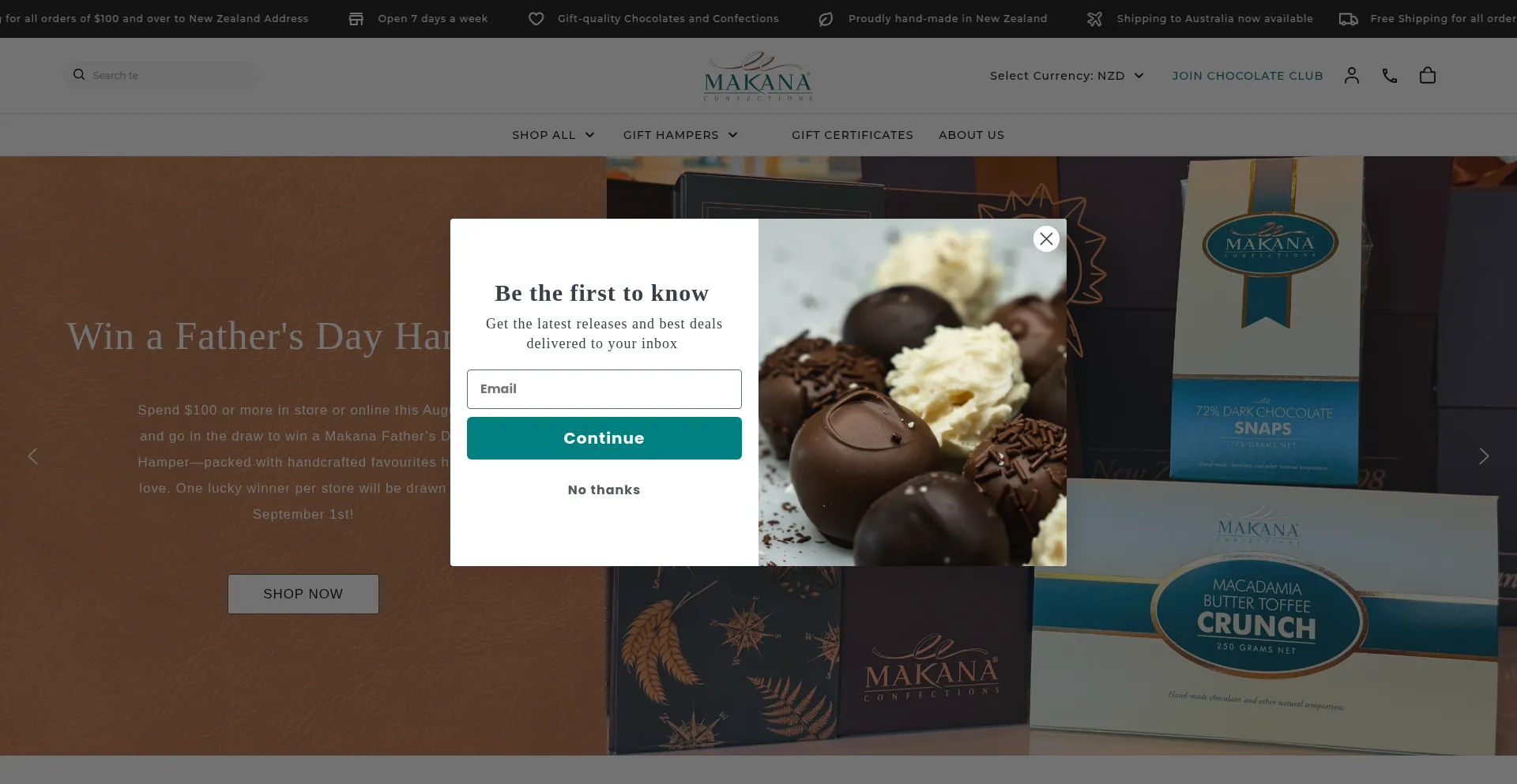 Website screenshot of Makana.co.nz