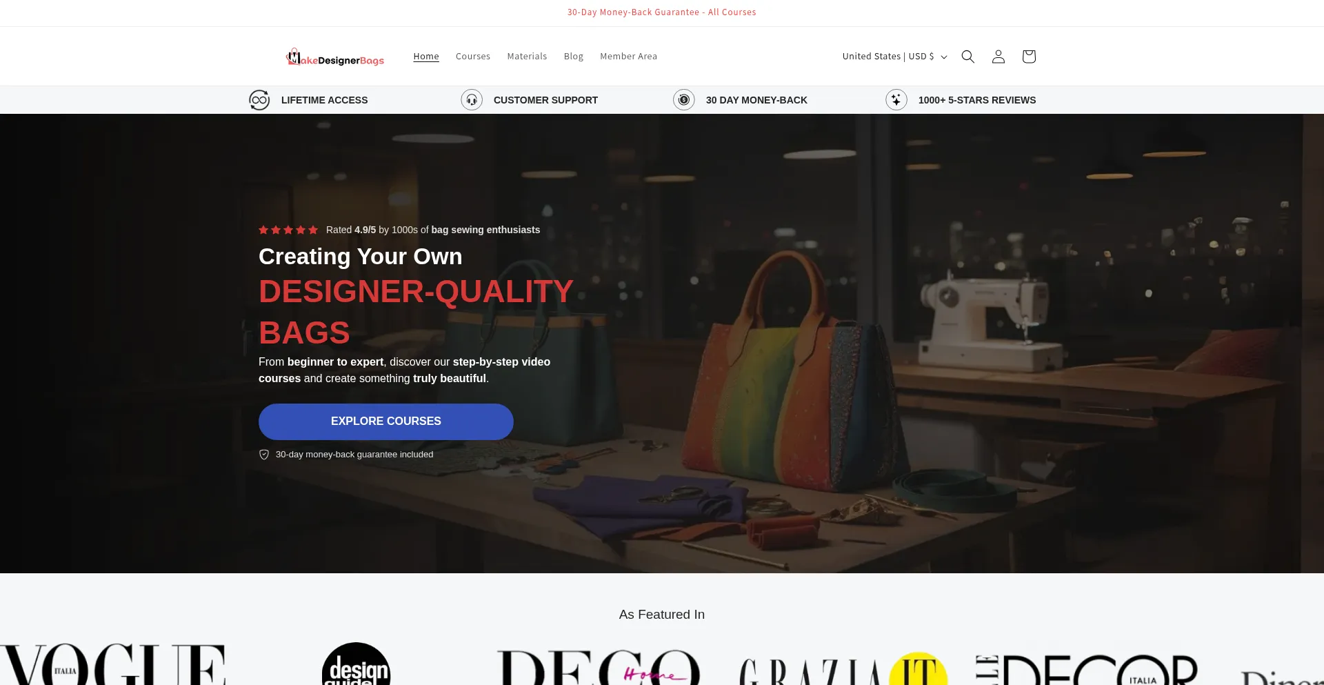 Website screenshot of Makedesignerbags.com