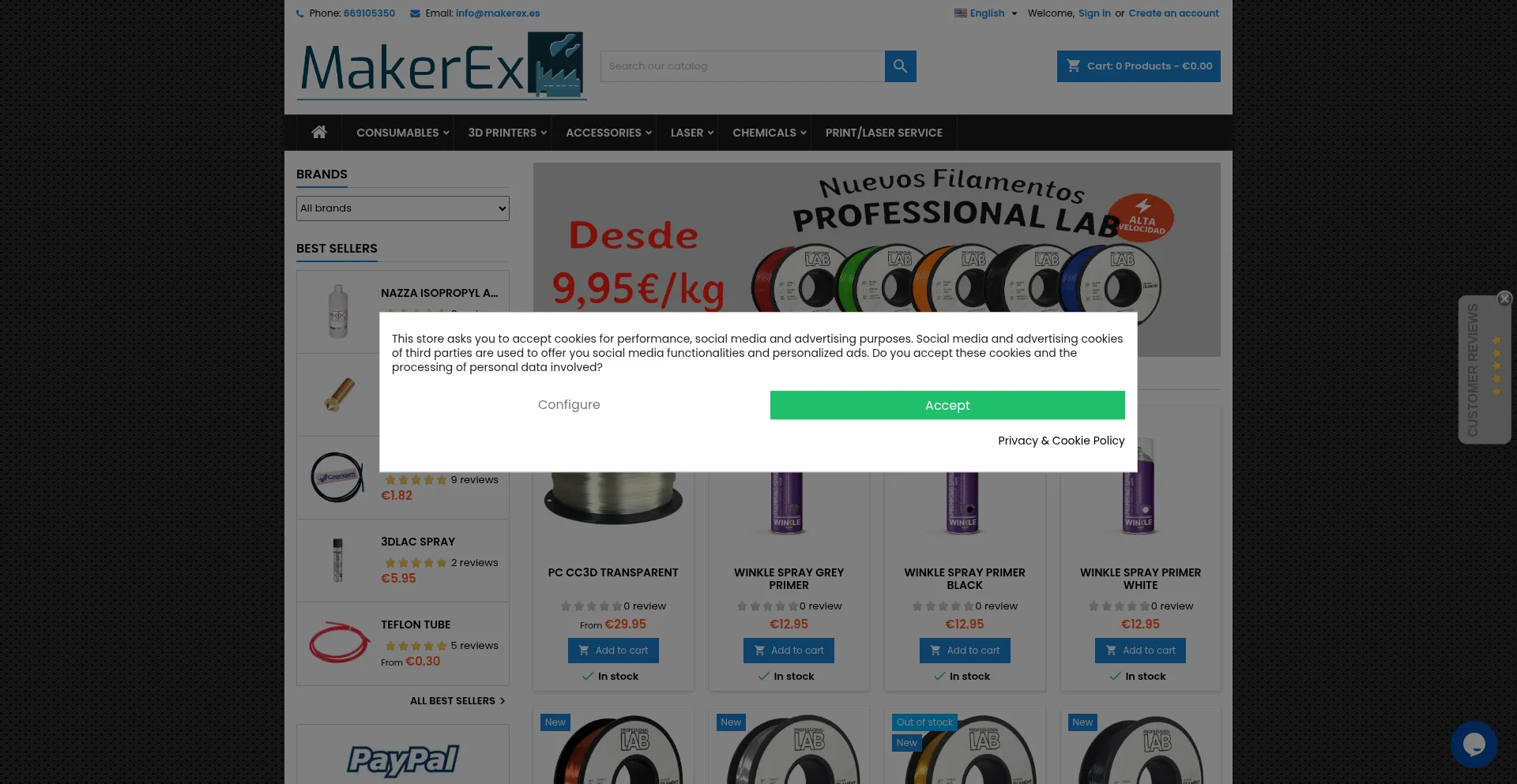 Website screenshot of Makerex.es